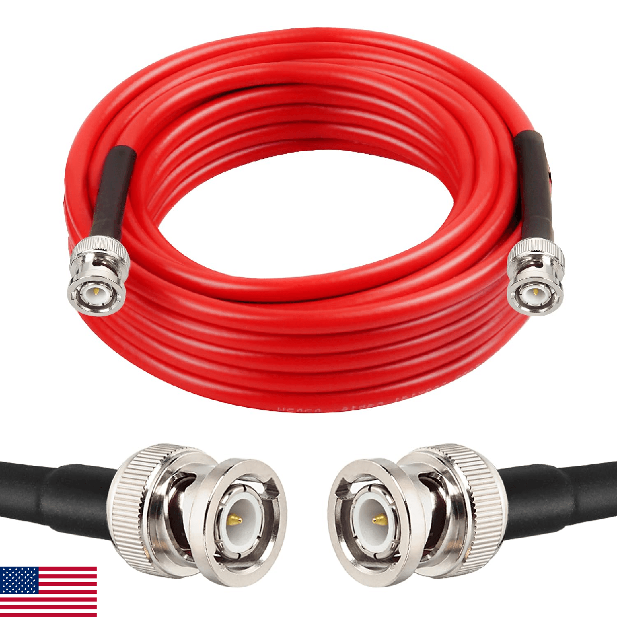 MOOKEERF BNC Male to Male RG8X Coaxial Cable, 50 Ohm, Ultra Low Loss - Image 1