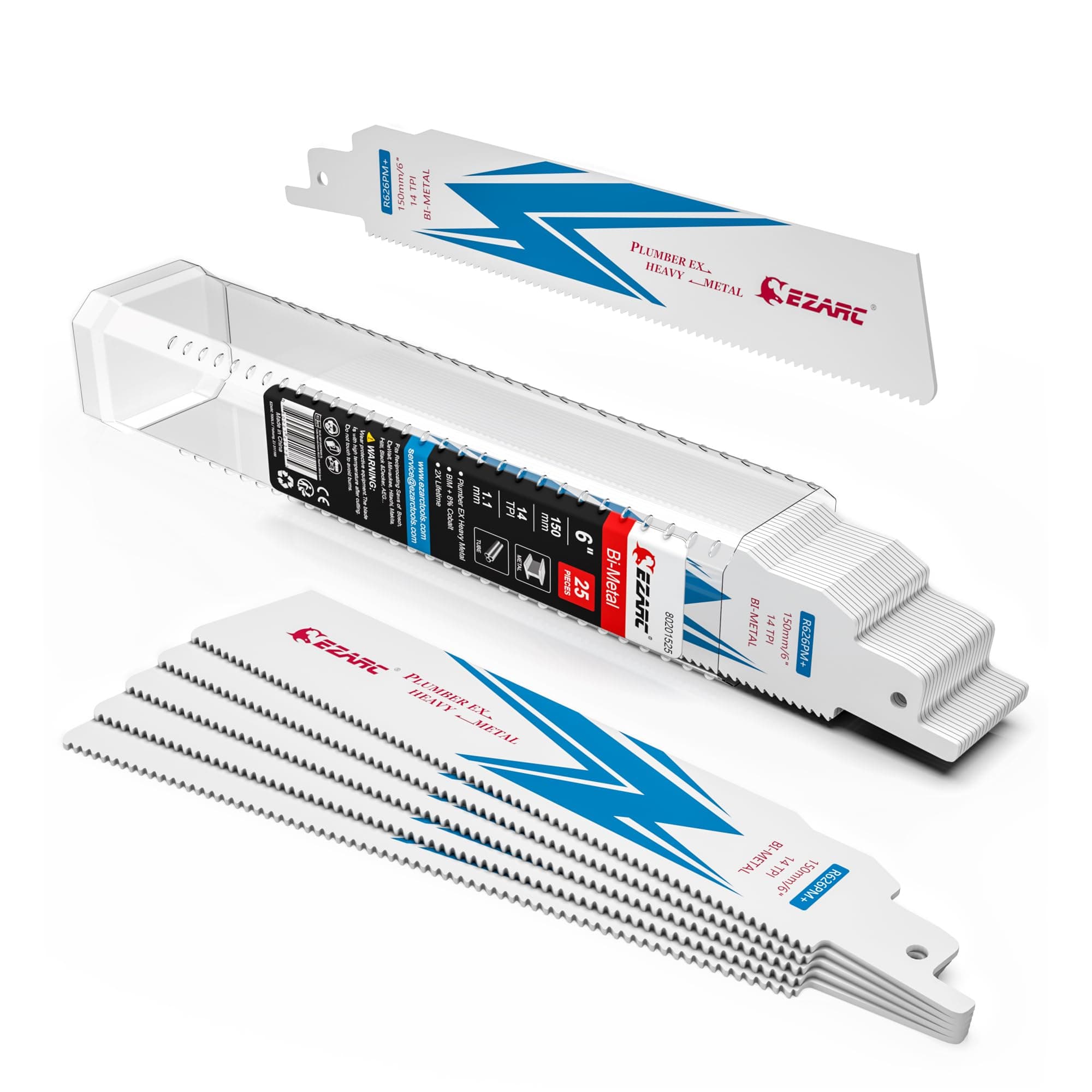 EZARC 25 Pack Bi-Metal Cobalt Reciprocating Saw Blades for Heavy Metal Cutting S - Image 1