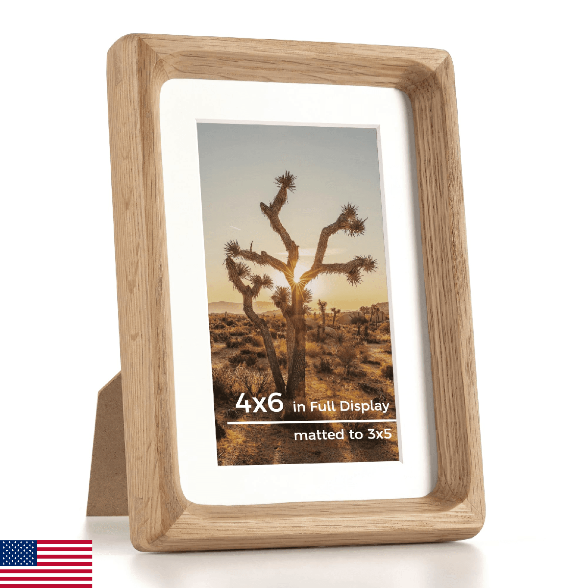 RICHFOCUS 4x6 Picture Frame USA-Sourced Natural Oak Solid Wood Photo Frame Handc - Image 1