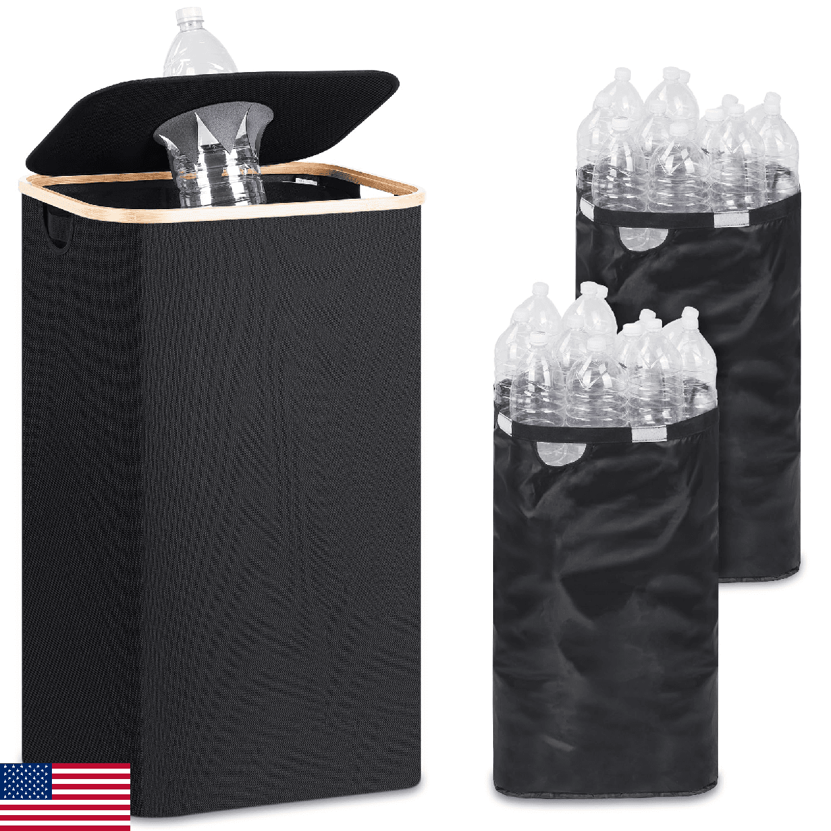 iEGrow 29 Gallon Recycling Bin with Lid, Foldable 110L Large Kitchen Recycle - Image 1