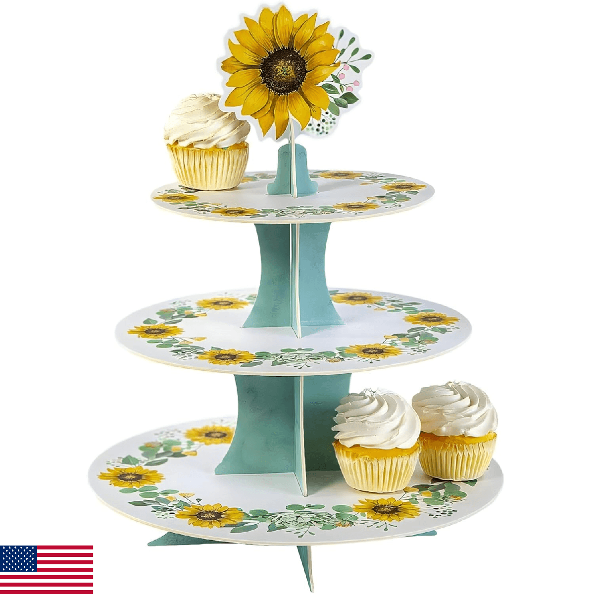Sunflower Party Cupcake Stand - 1 Piece Party Supplies - Image 1
