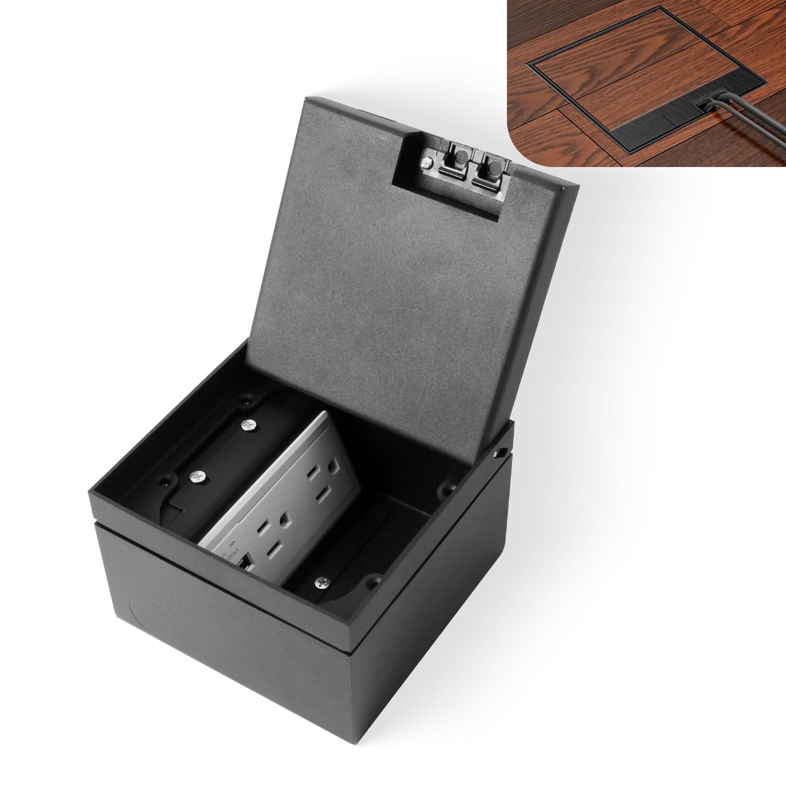 KYHSHJ Recessed Flat Hidden Power Socket Kit 15A Duplex 5V 2.4A USB-A/C - Image 1