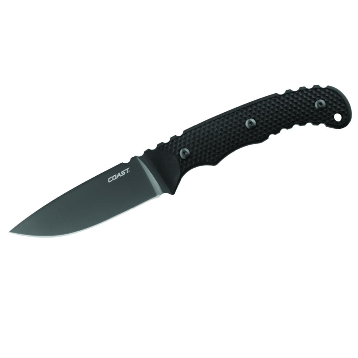 COAST F402 4" Stainless Steel Fixed Blade Knife w/ Sheath, Black - Image 1
