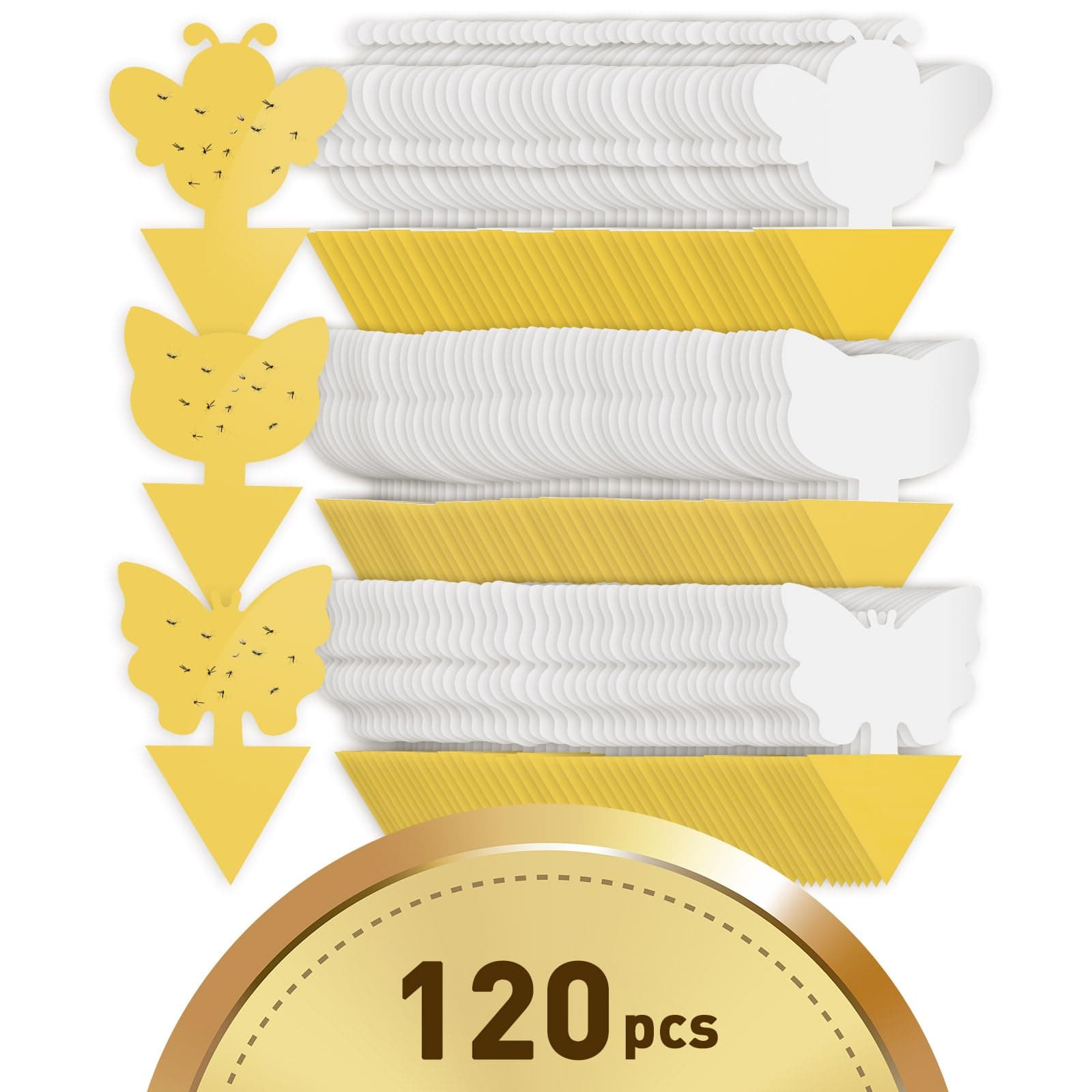 vertmuro 120 Pack Fruit Fly Traps for Indoor Outdoor, 3 Shapes Yellow Sticky Bug - Image 1