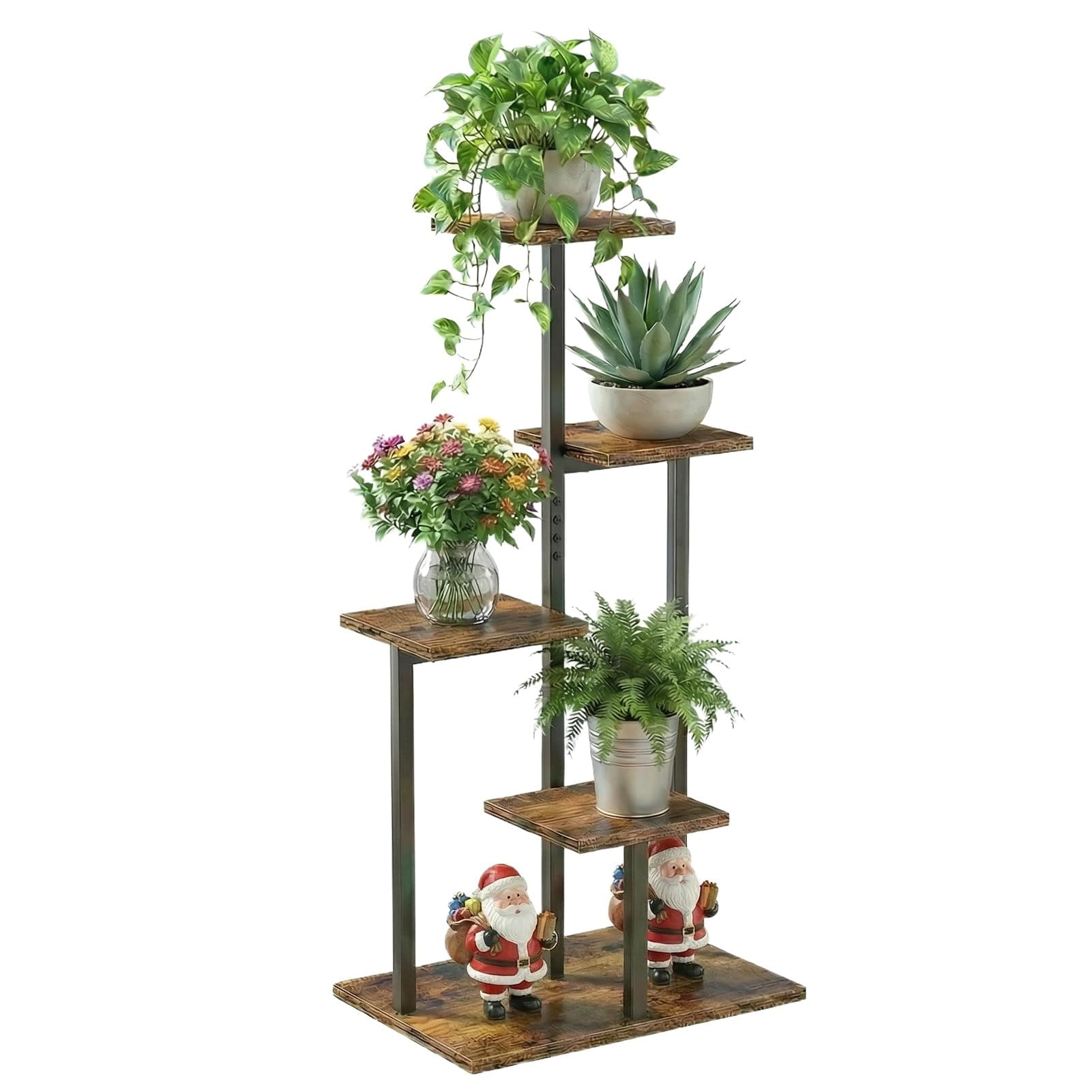 VonDream 4 Tier Plant Stand Indoor Multiple Plant Display Corner MDF Iron - Image 1