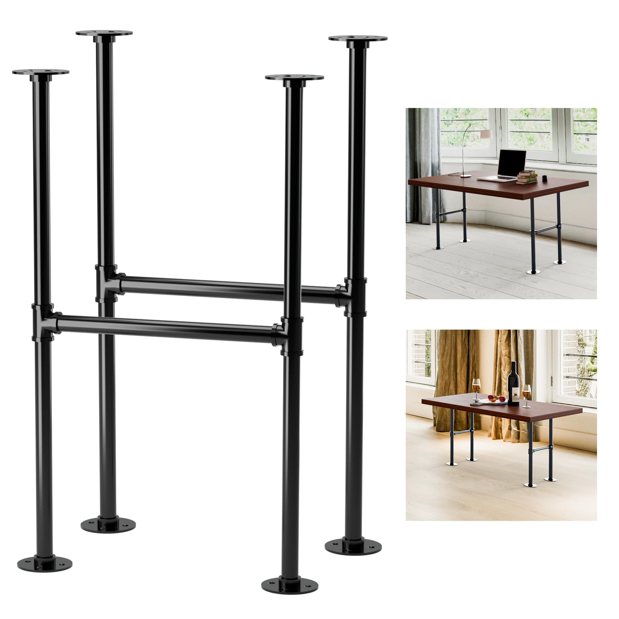 Yes4All 30" Metal Table Legs - Industrial Pipe, Heavy-Duty Steel H-Shape - Image 1