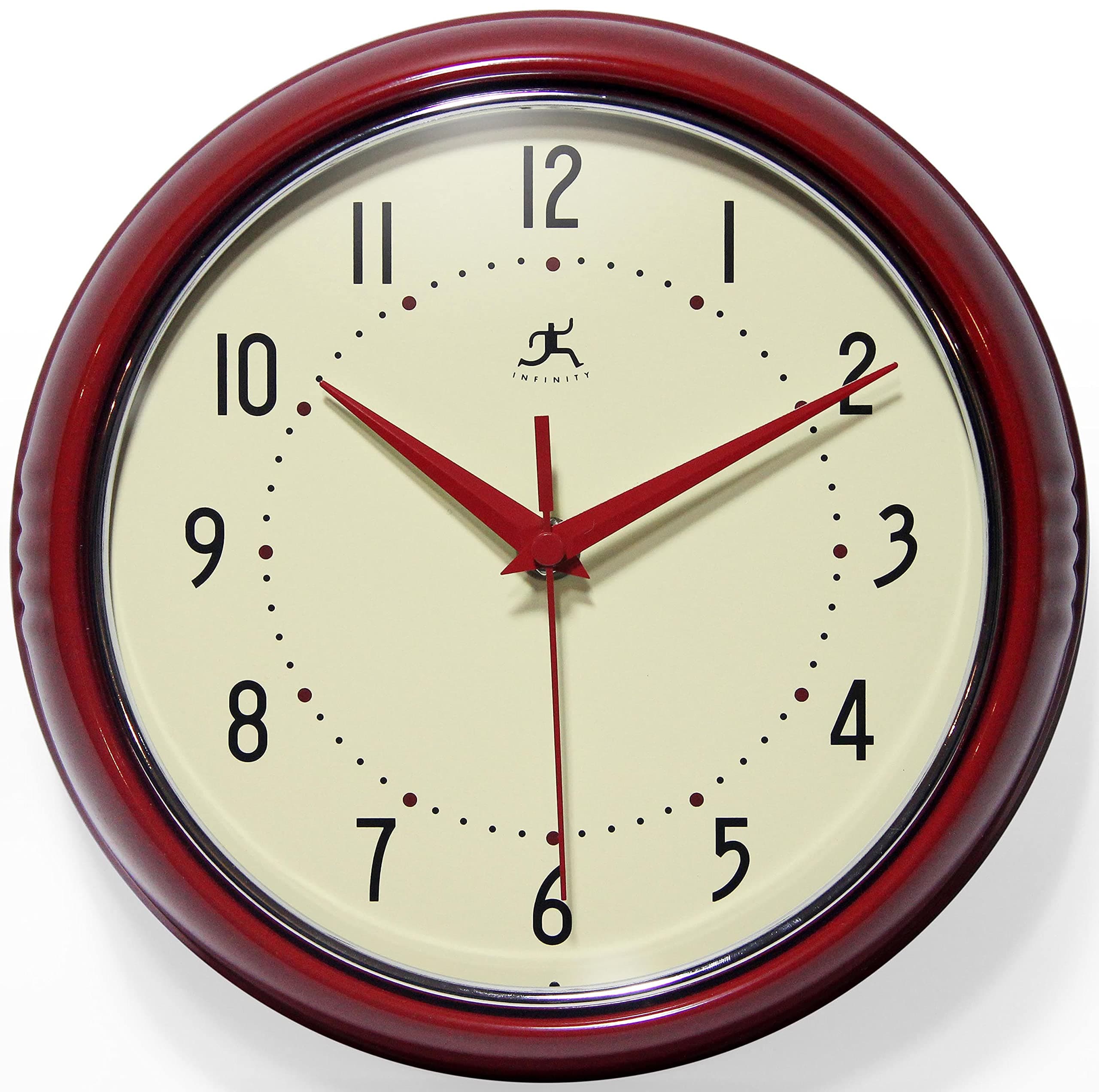 Infinity Instruments Retro 12" Silent Sweep Non-Ticking Mid Century Wall Clock - Image 1
