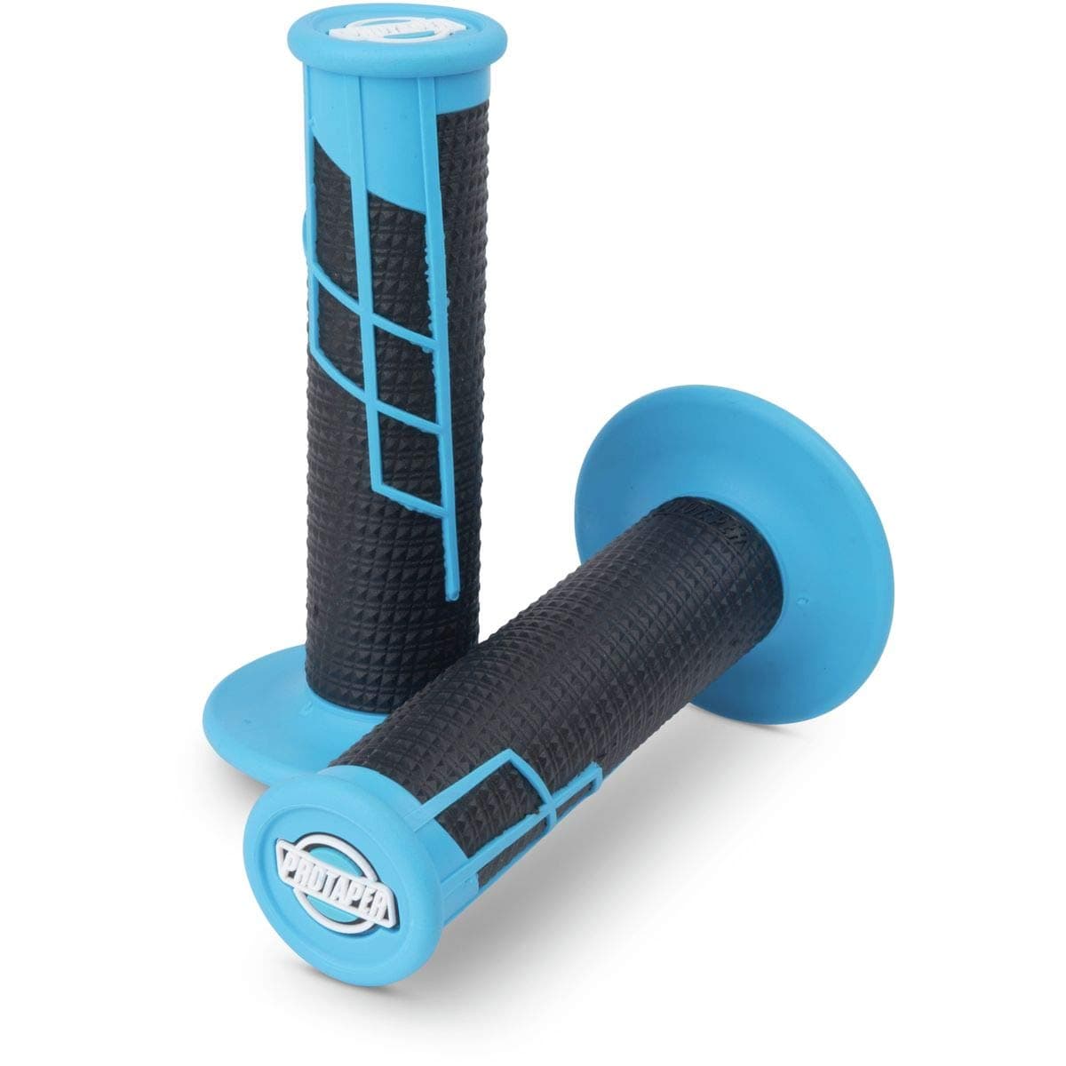 Pro Taper Clamp-On 1/2 Waffle Grips Neon Blue/Black for Motocross/Dual Sport - Image 1
