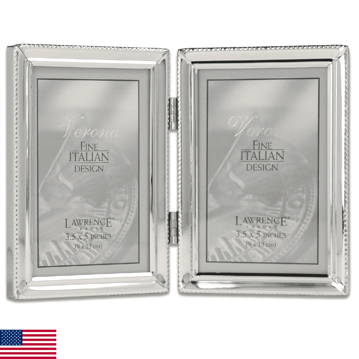 Lawrence Frames 11635D Lawrence Metals Frame, 3.5x5 Double, Silver - Image 1