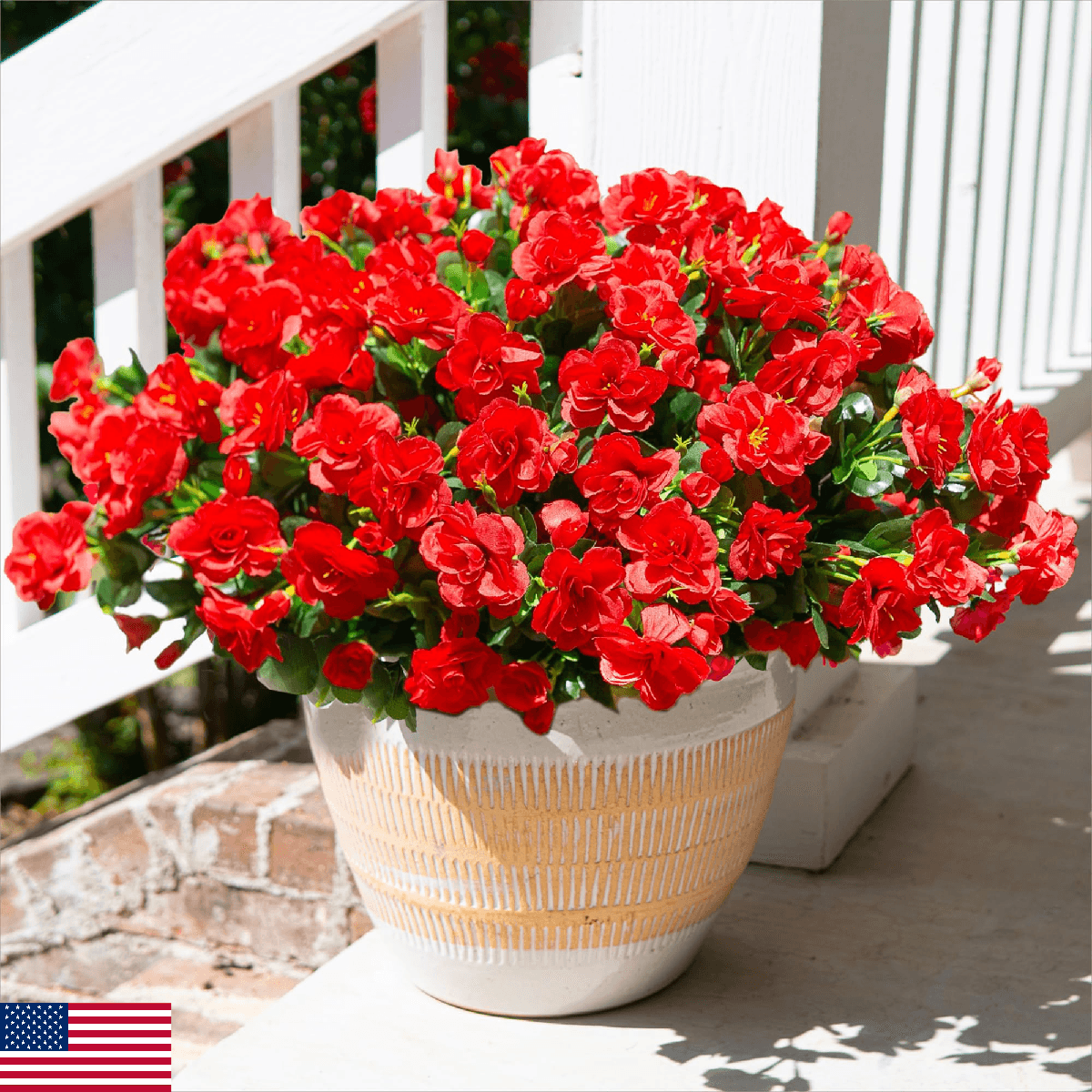 Artificial Camellia Flowers Outdoor/Indoor - UV Resistant Fake Silk Red - Image 1