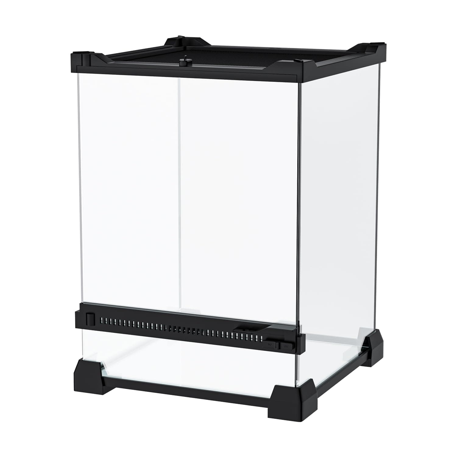 Reptile Terrarium 8"x8"x12" Mini, Front-Opening Glass Tank with Mesh Lid & Lock, - Image 1