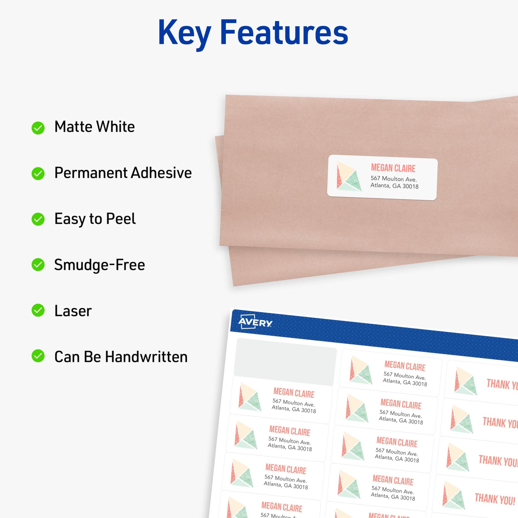 Avery Easy Peel Printable Address Labels with Sure Feed, 1" x 2-5/8" Customizabl - Thumbnail 4