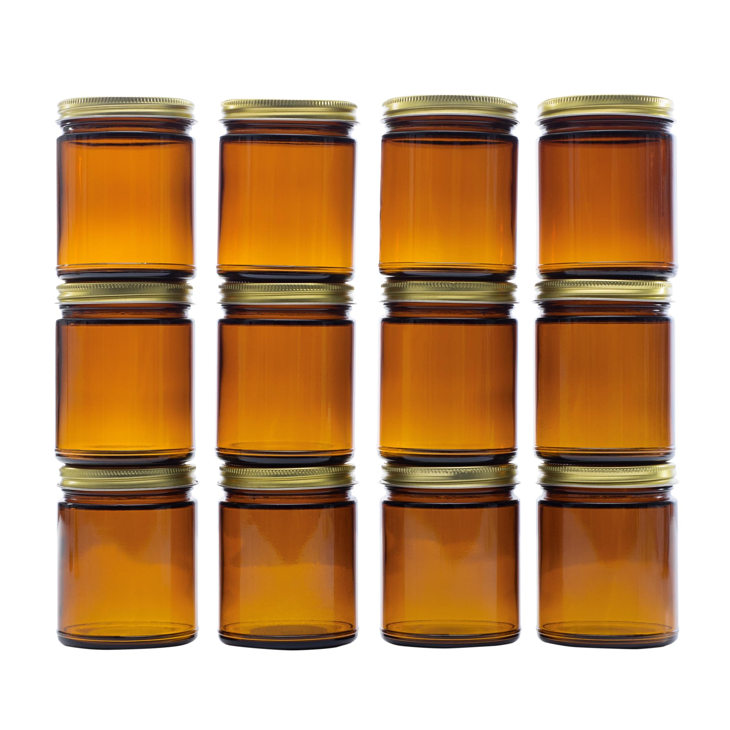 North Mountain 9oz Amber Glass Straight Sided Mason Canning Jars w/ Lids - 12pk - Image 1