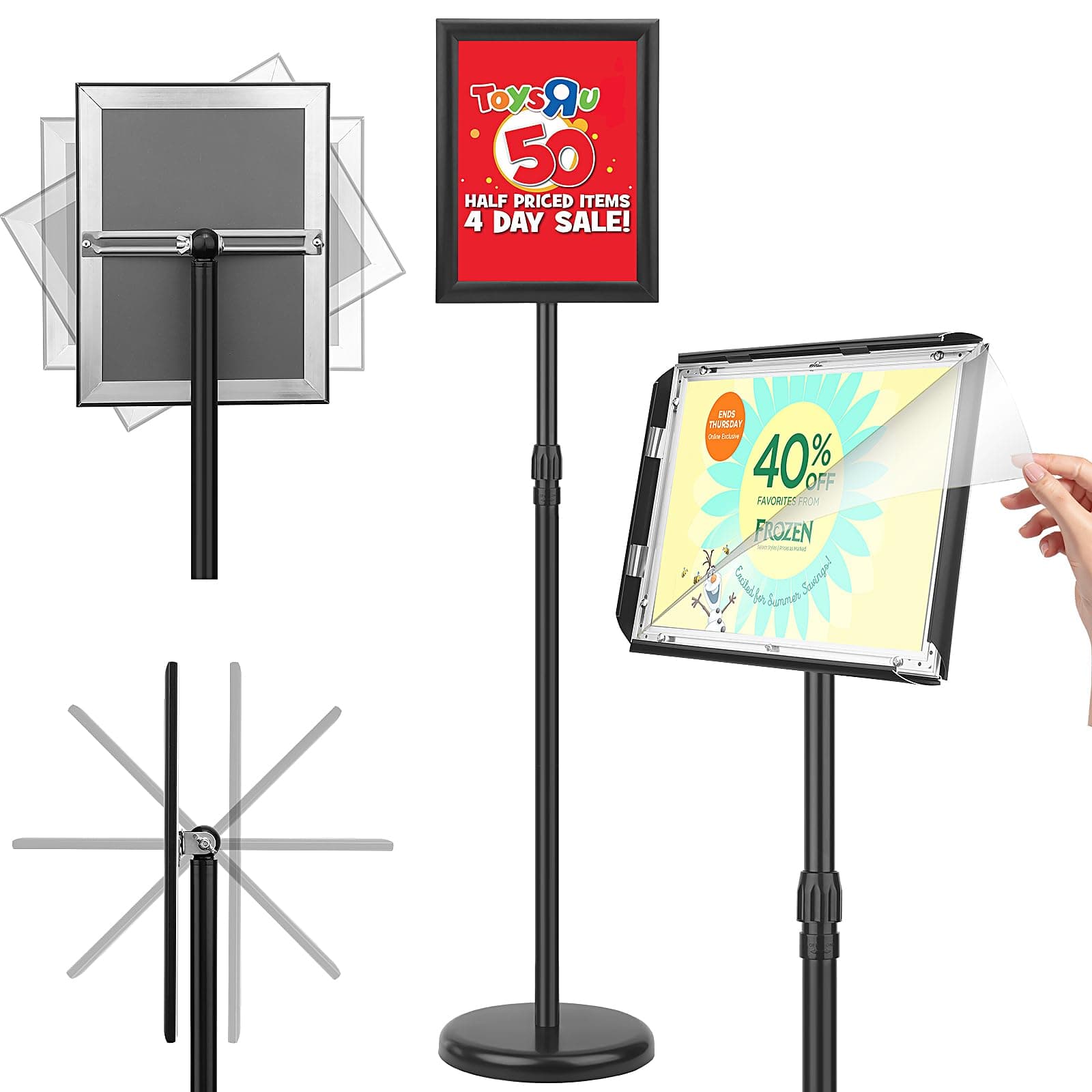 Ludery Adjustable Sign Holder Stand 8.5x11 inch Pedestal Floor Signage with Heav - Thumbnail 3