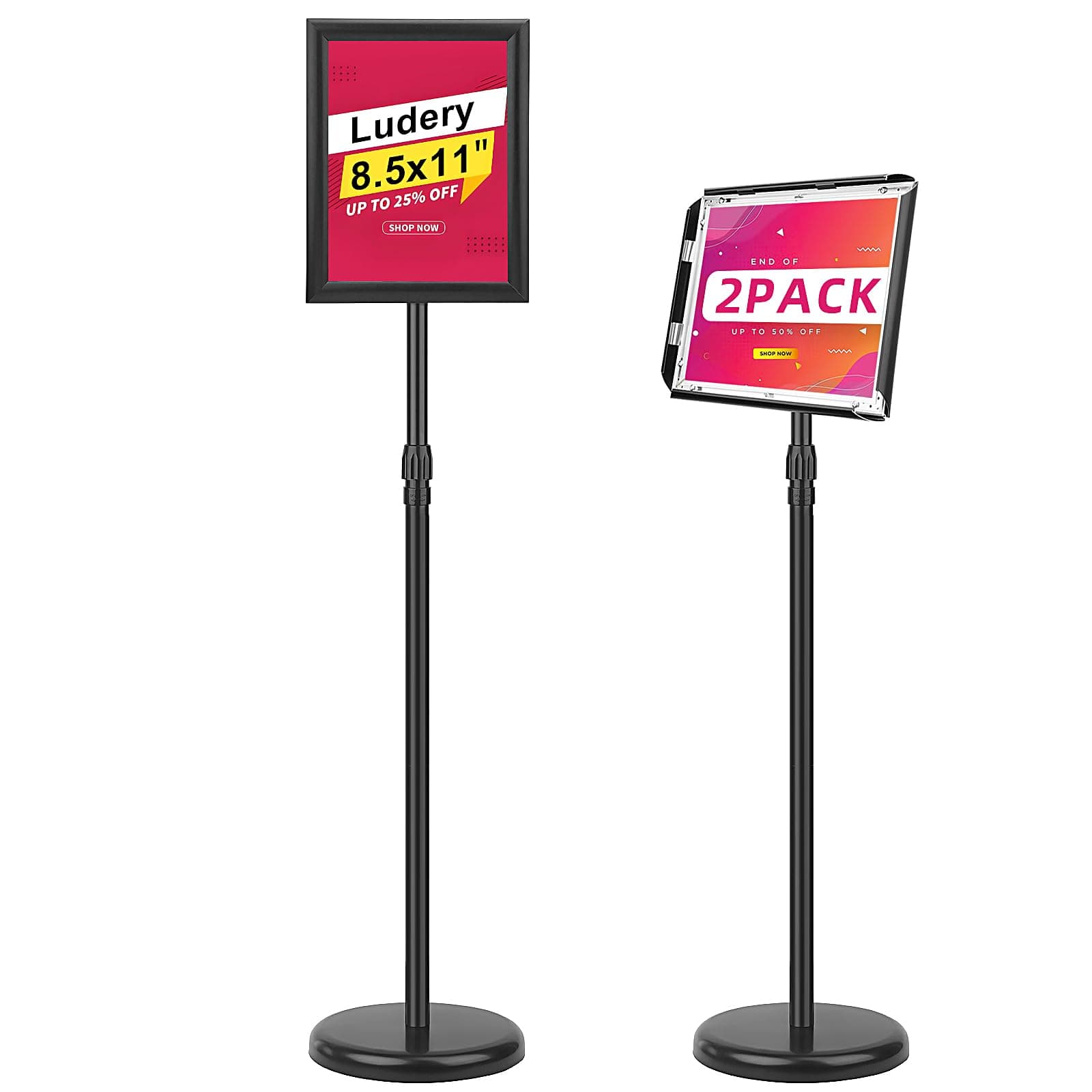 Ludery Adjustable Sign Holder Stand 8.5x11 inch Pedestal Floor Signage with Heav - Image 1