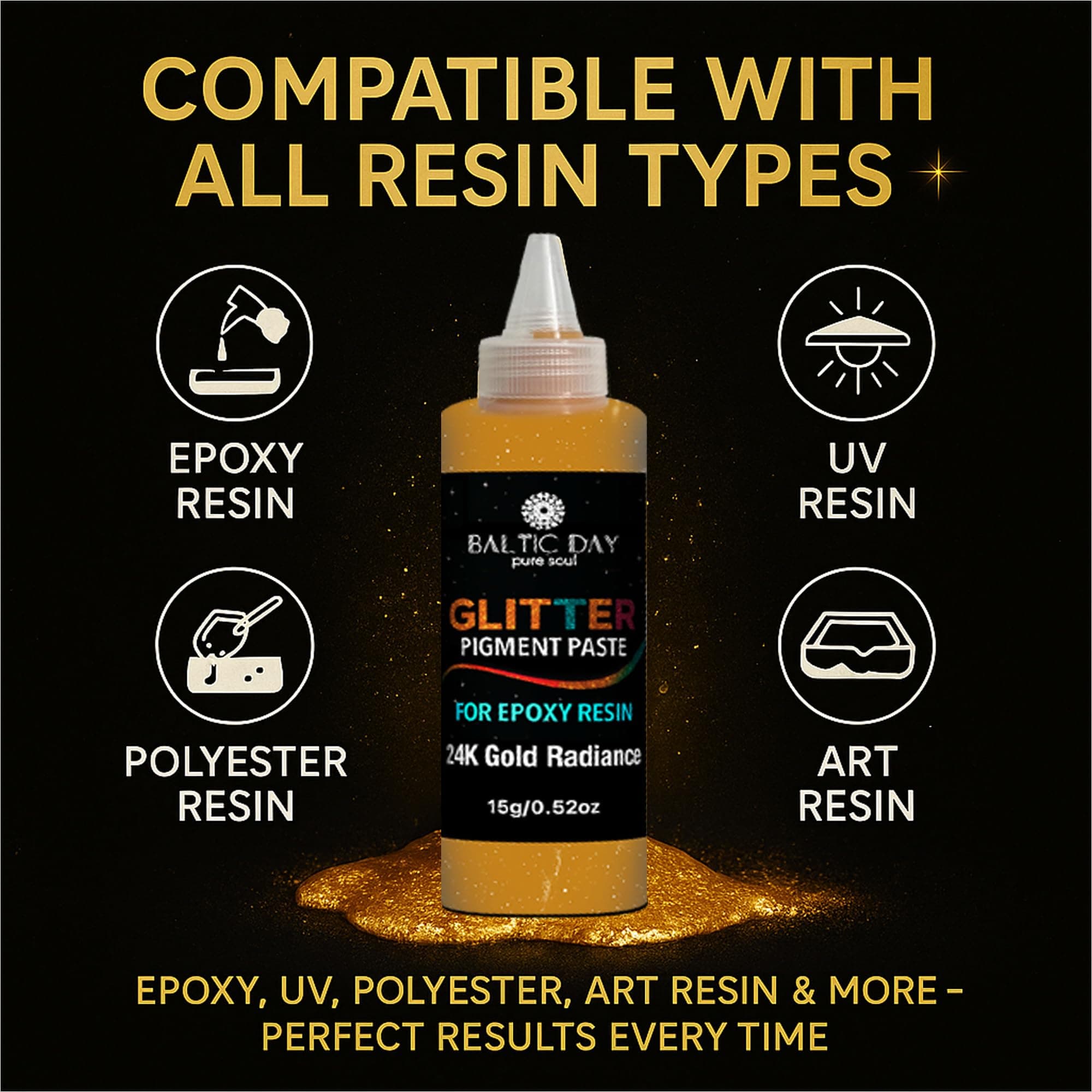 BALTIC DAY 24 Color Pigment Paste for Epoxy Resin Set [ Glitter Series ] – Opaqu - Thumbnail 6