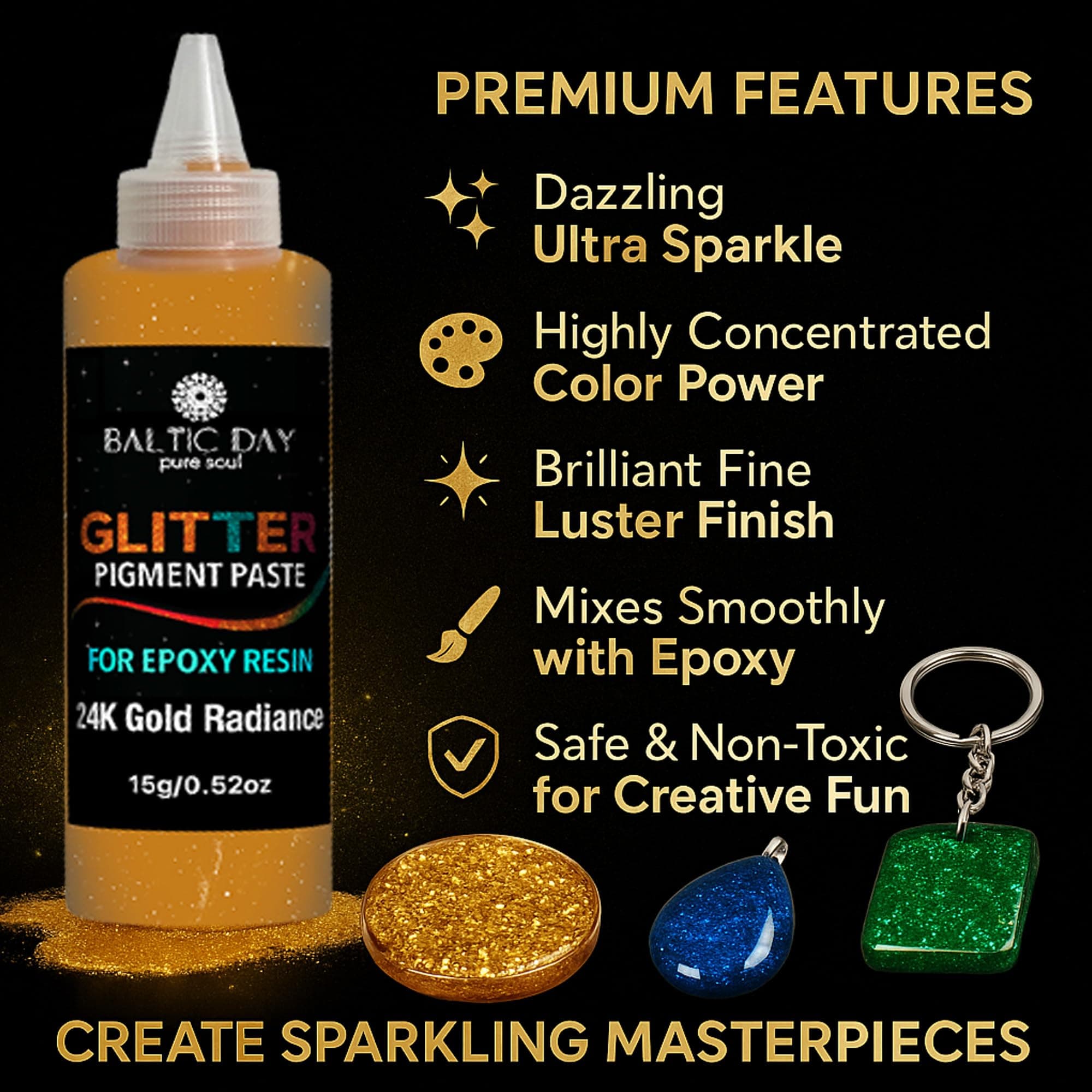 BALTIC DAY 24 Color Pigment Paste for Epoxy Resin Set [ Glitter Series ] – Opaqu - Thumbnail 4