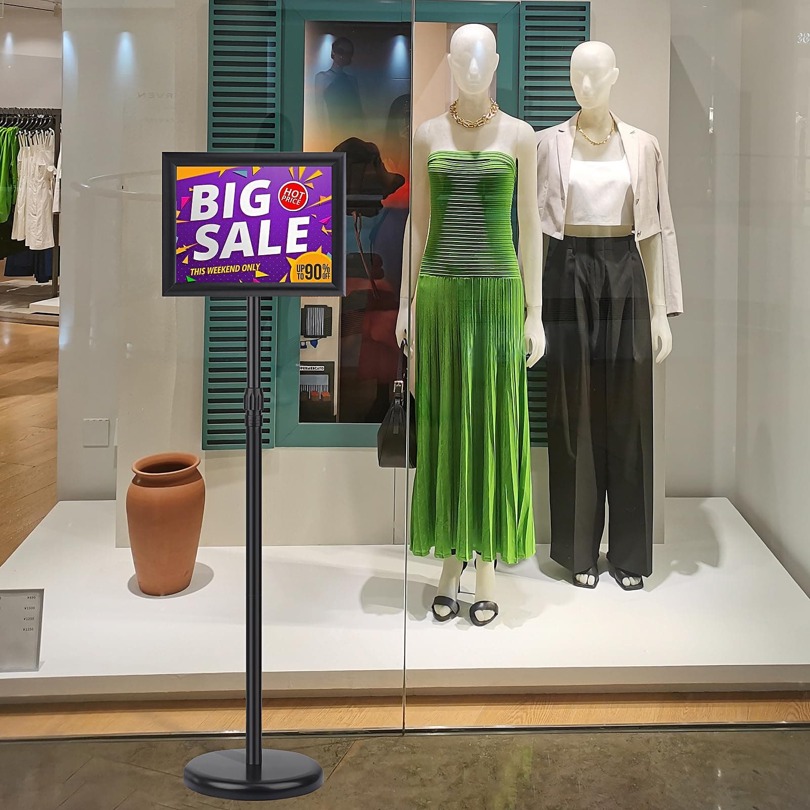 Ludery Adjustable Sign Holder Stand 8.5x11 inch Pedestal Floor Signage with Heav - Thumbnail 6