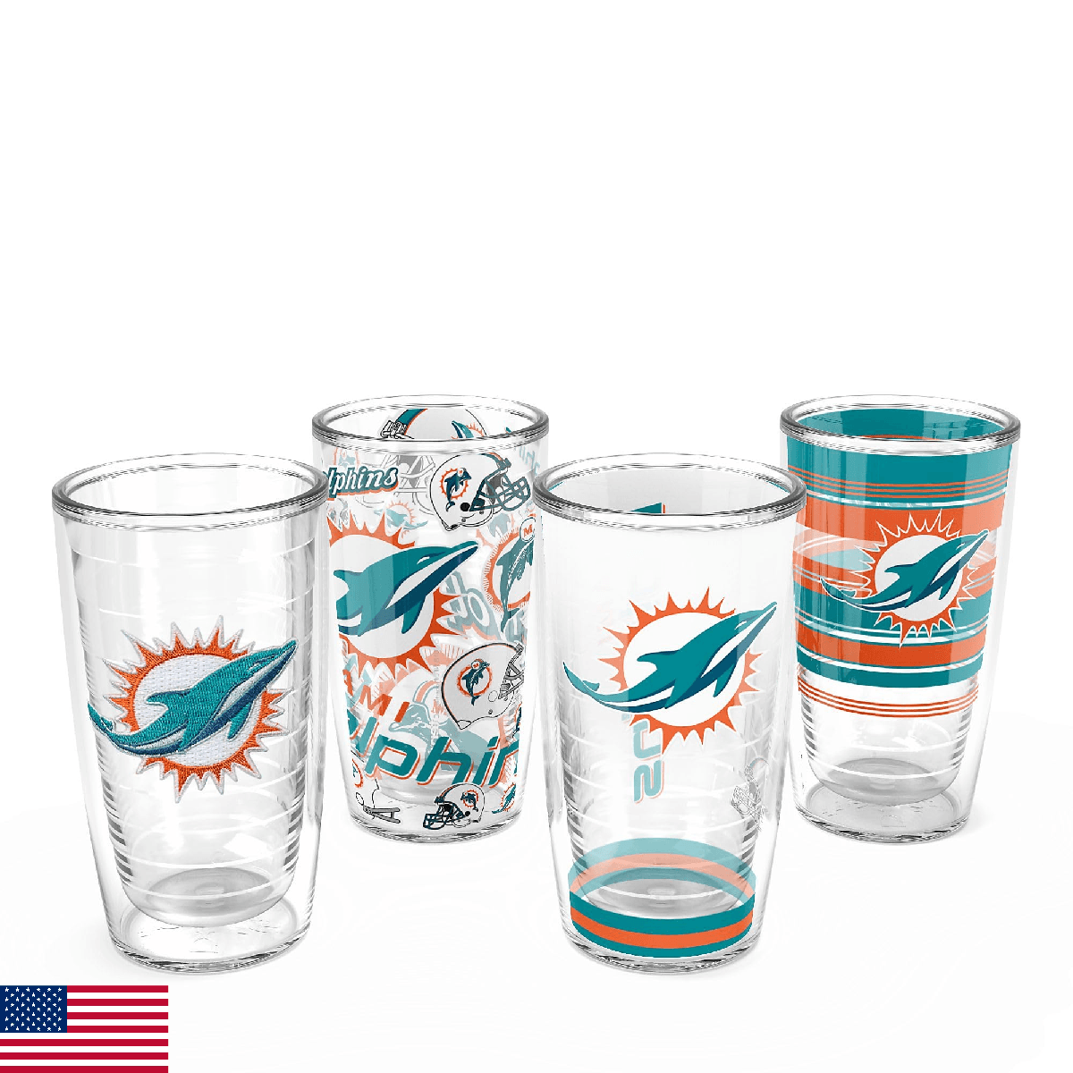 Tervis Classic 16oz Tumbler Set of 4 NFL Miami Dolphins Assorted - Image 1