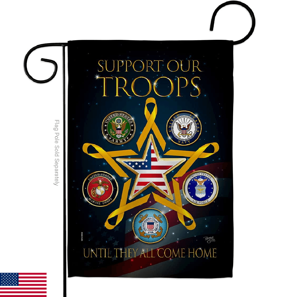 Support Our Military Troops Corps Garden Flag Home Decor Armed Forces Official U - Image 1