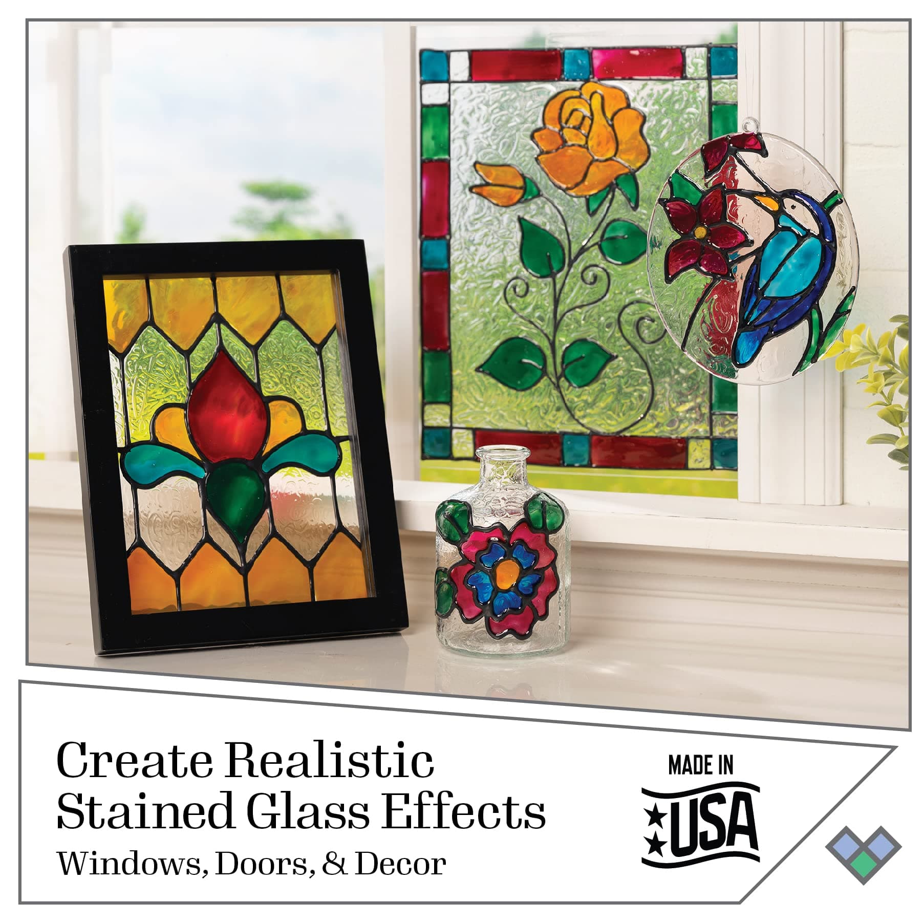 Gallery Glass PROMOGGJL22 Jewel Tones Stained Glass Painting Kit, 8 Piece Glass - Thumbnail 3