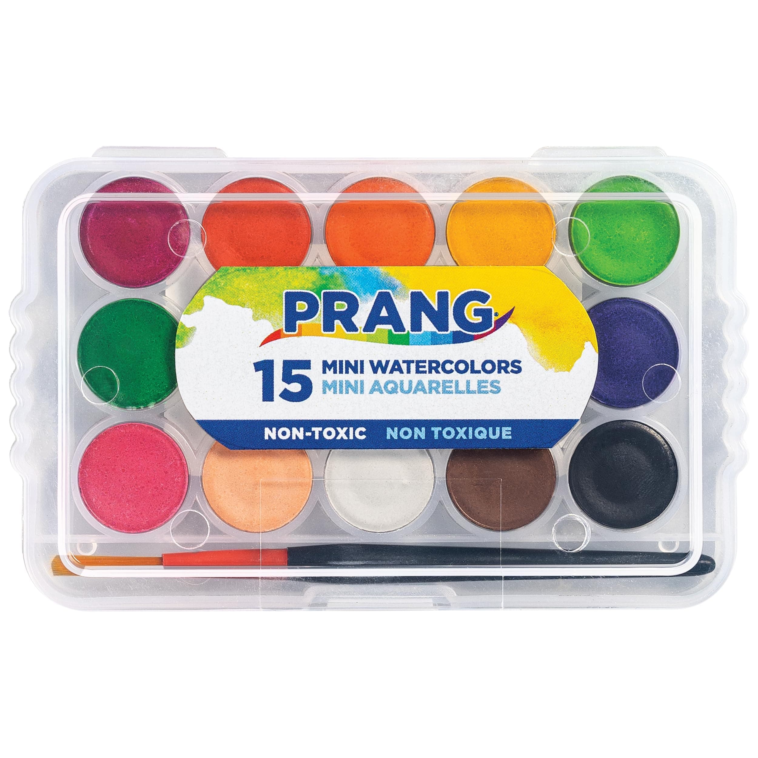 Prang Mini Watercolor Paint Sets, (Bulk Pack of 24) Palette Tray and Brush, 15 A - Thumbnail 5