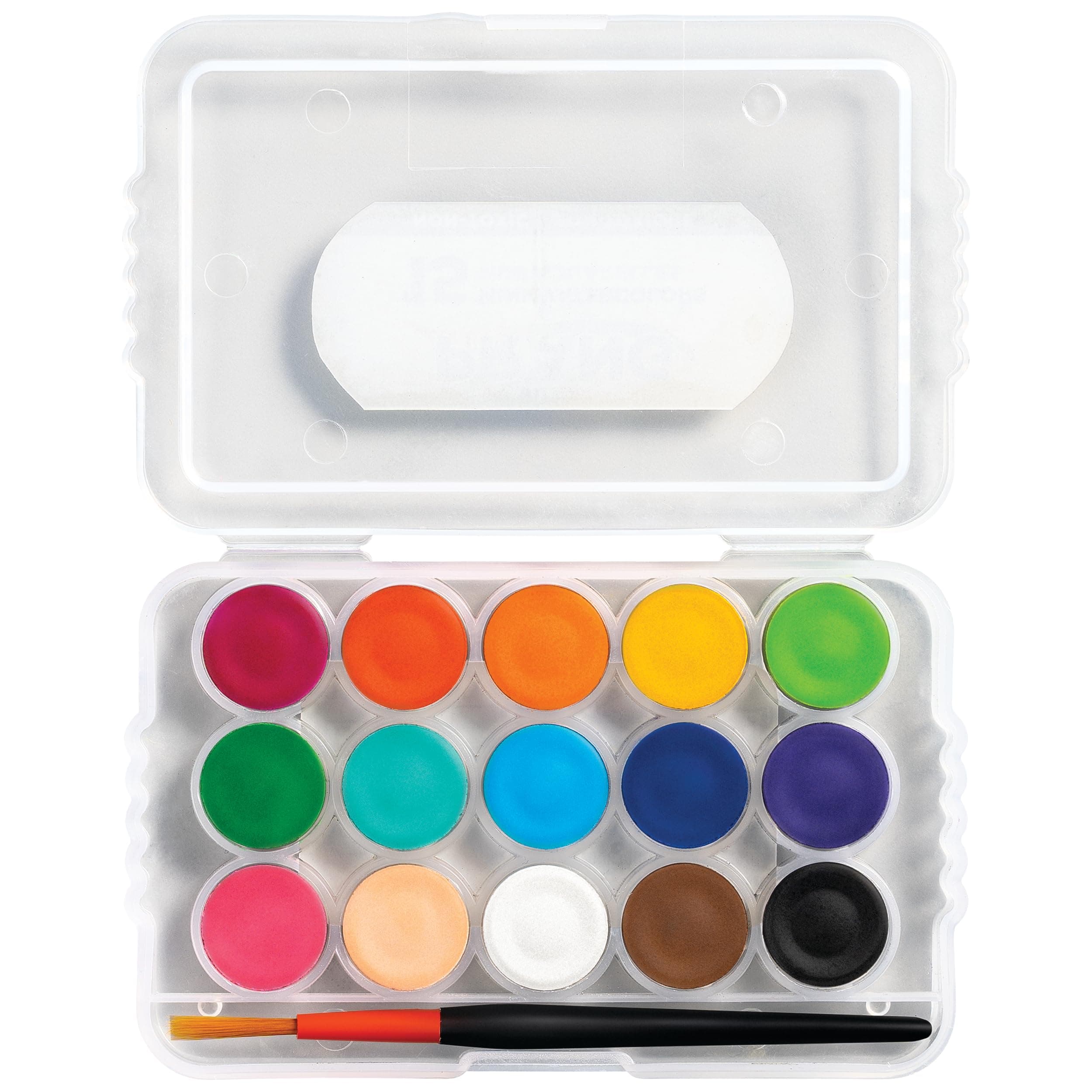 Prang Mini Watercolor Paint Sets, (Bulk Pack of 24) Palette Tray and Brush, 15 A - Thumbnail 2