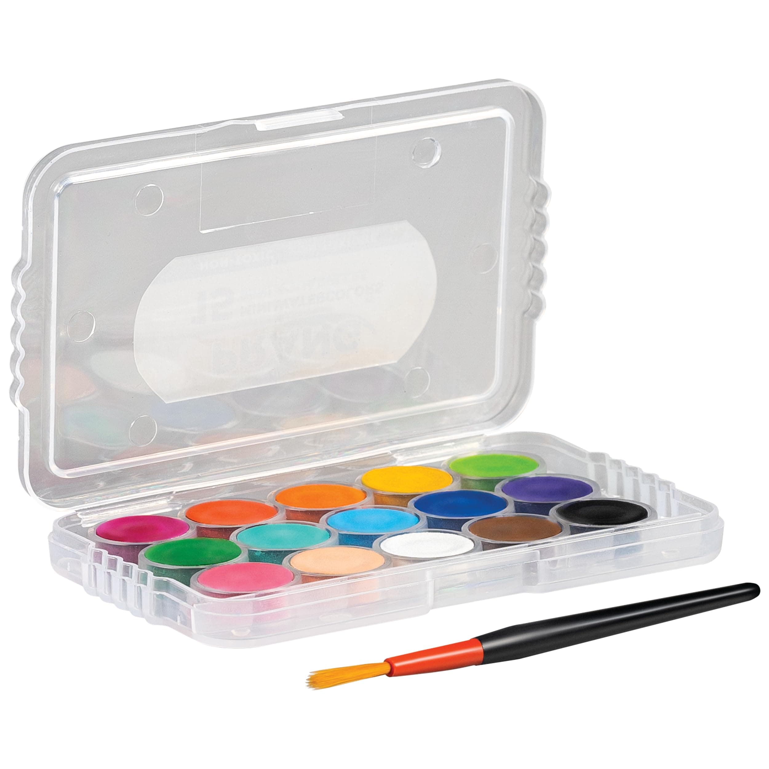 Prang Mini Watercolor Paint Sets, (Bulk Pack of 24) Palette Tray and Brush, 15 A - Thumbnail 6