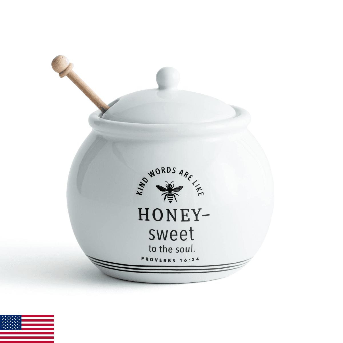 DaySpring - Sweet to The Soul - Inspirational Ceramic Honey Pot with Wood Dipper - Image 1