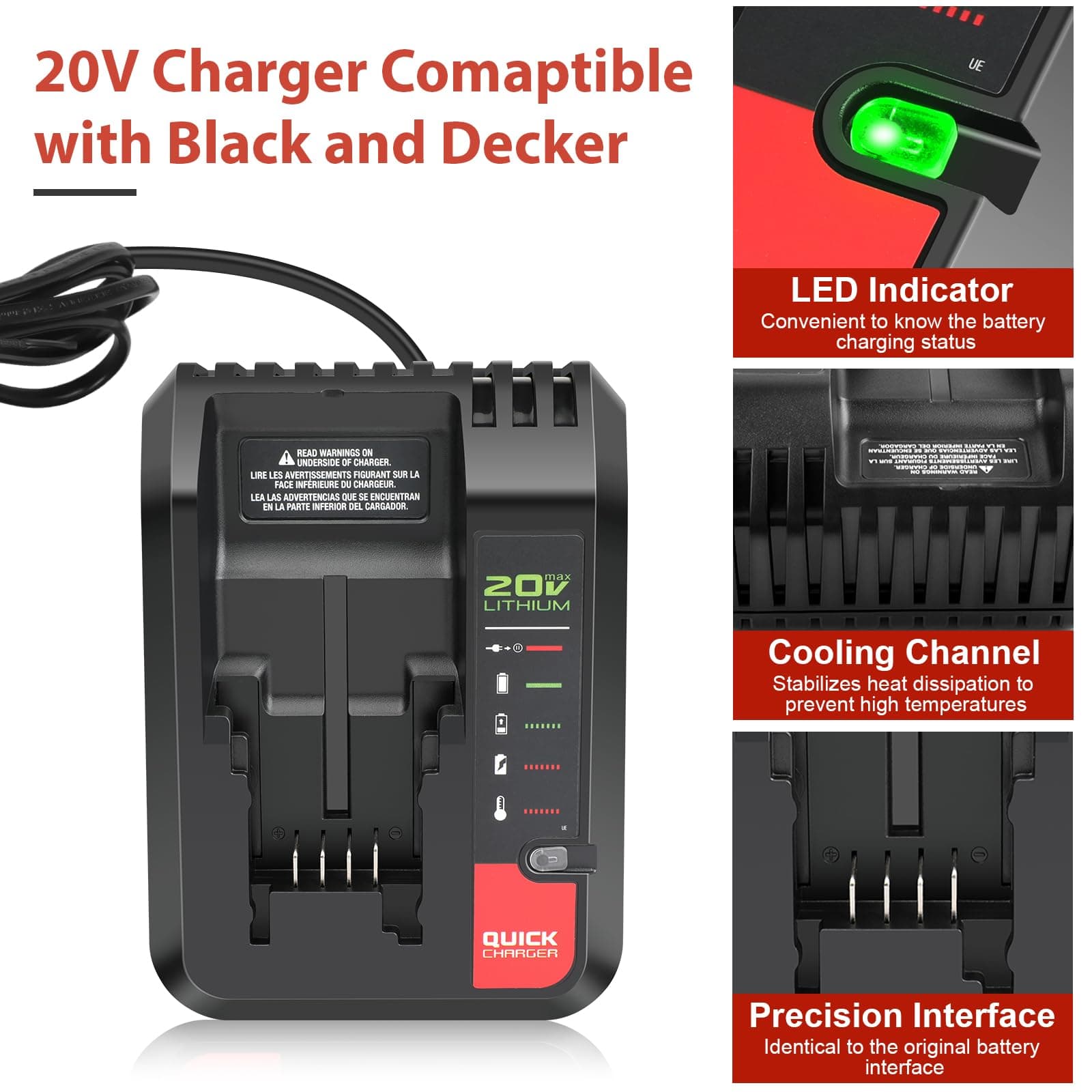 Djsanu 20 Volt Max 6.0Ah Replace Batteries for Black and Decker 20V Battery with - Thumbnail 5