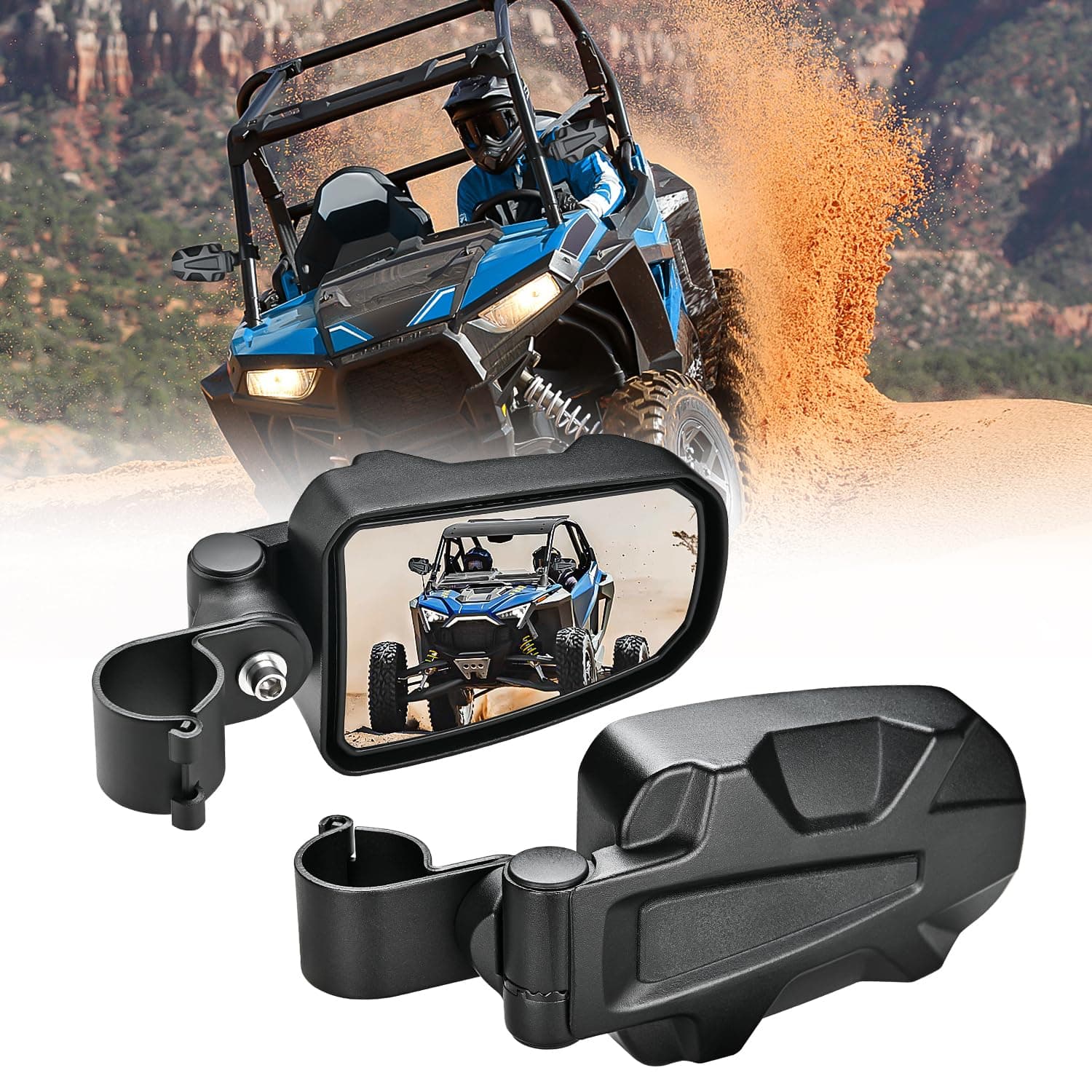 Nilight UTV Side Mirrors Offroad Rear View Aluminum Universal 1.75" Roll Cage - Image 1