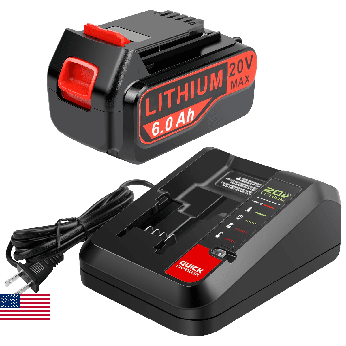 Djsanu 20 Volt Max 6.0Ah Replace Batteries for Black and Decker 20V Battery with - Image 1