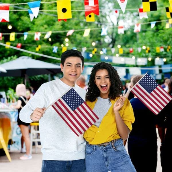 USA Stick Flags - One dozen stick flags - 12" x 18" Hand Held American Stick Fla - Thumbnail 3