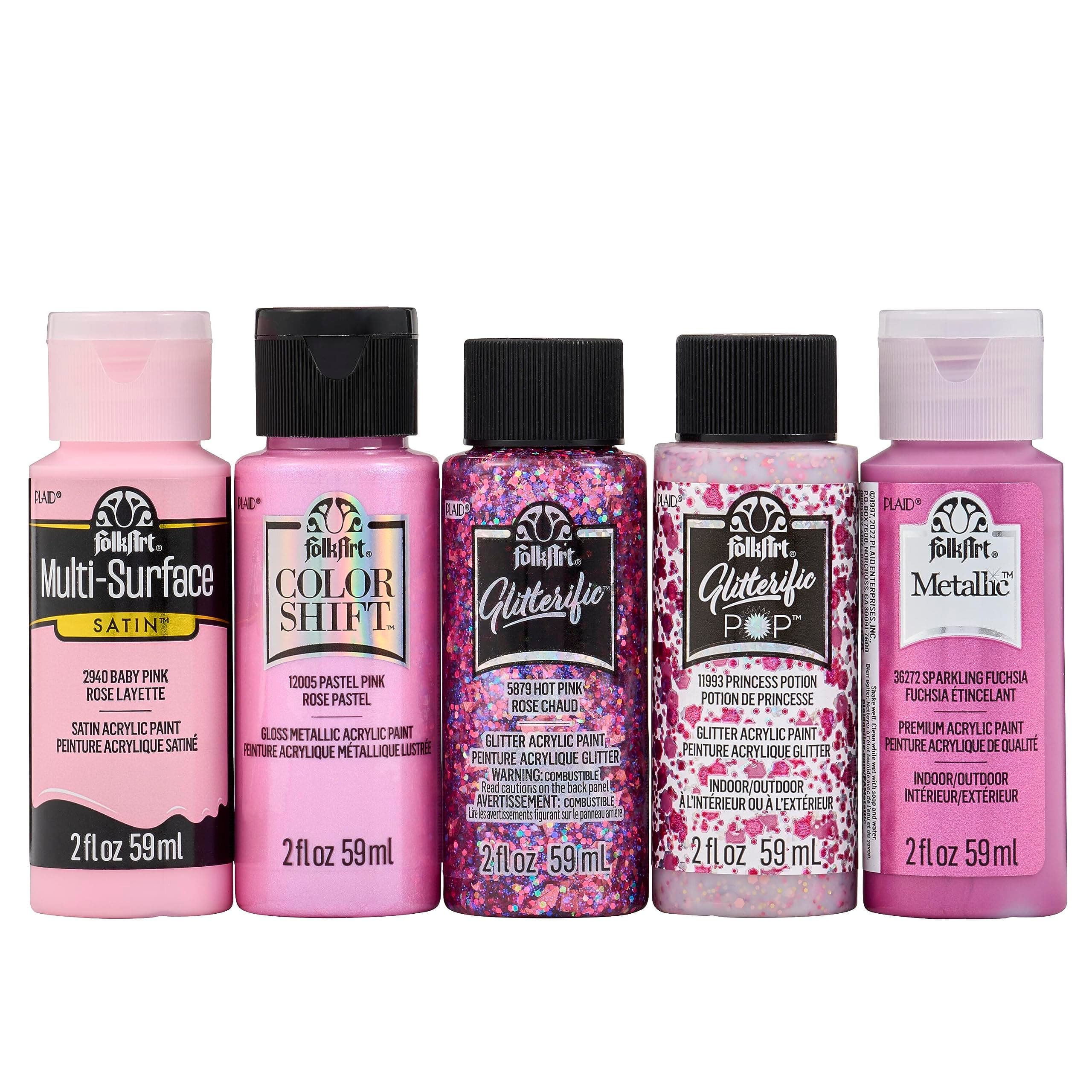 FolkArt Best of Pinks Acrylic Craft Paint Set 5 Premium Pink Colors 96424 - Image 1