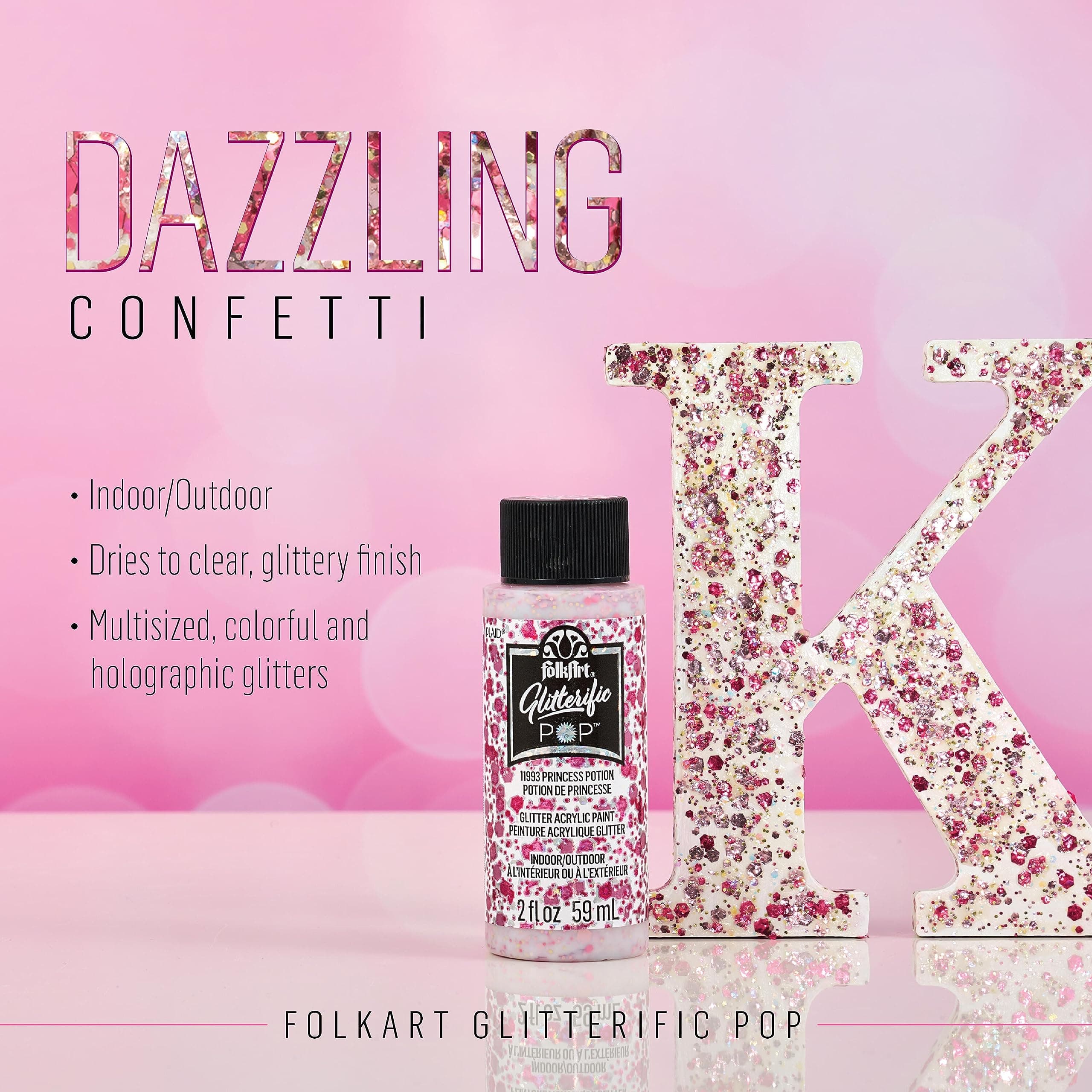 FolkArt Best of Pinks Acrylic Craft Paint Set 5 Premium Pink Colors 96424 - Thumbnail 6