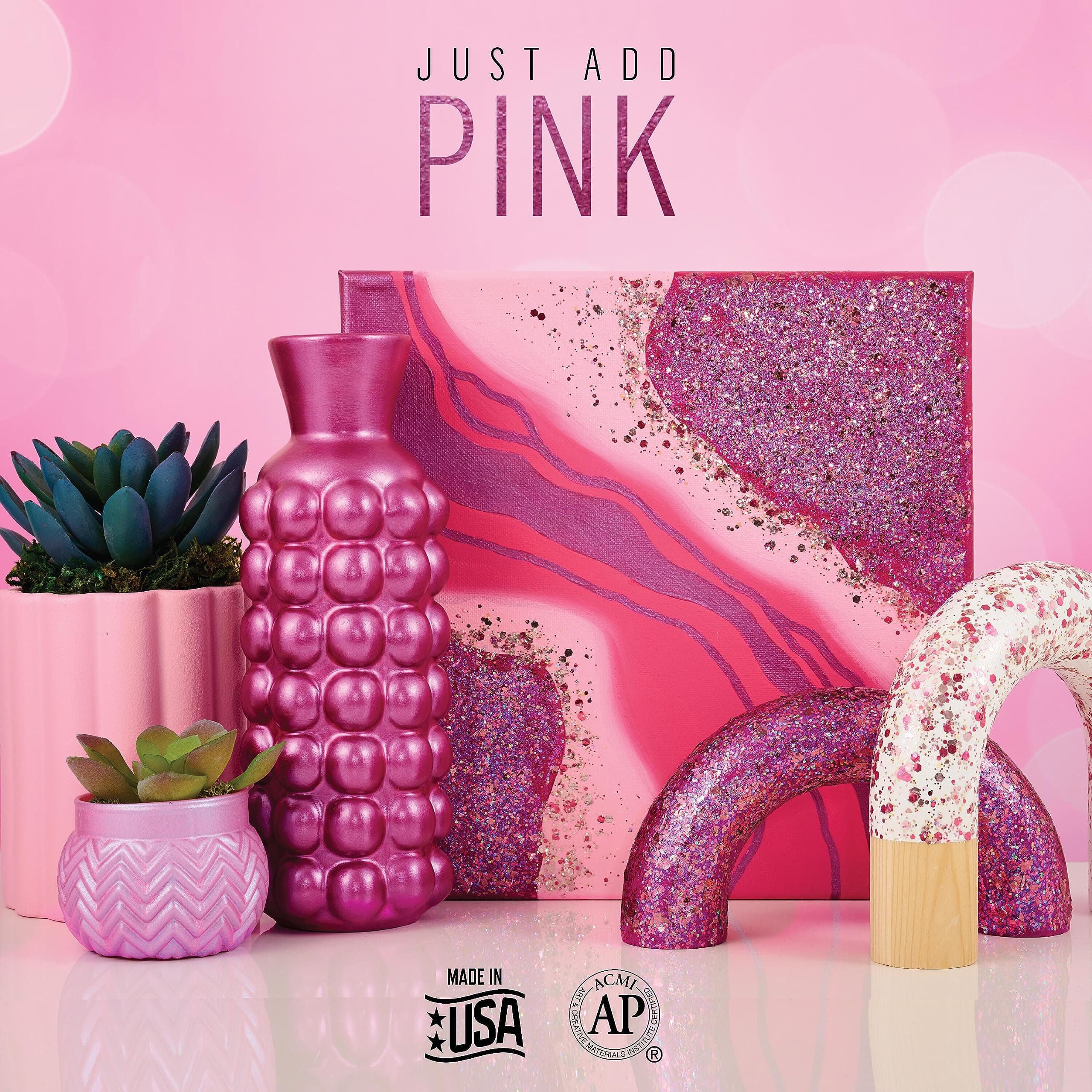 FolkArt Best of Pinks Acrylic Craft Paint Set 5 Premium Pink Colors 96424 - Thumbnail 3