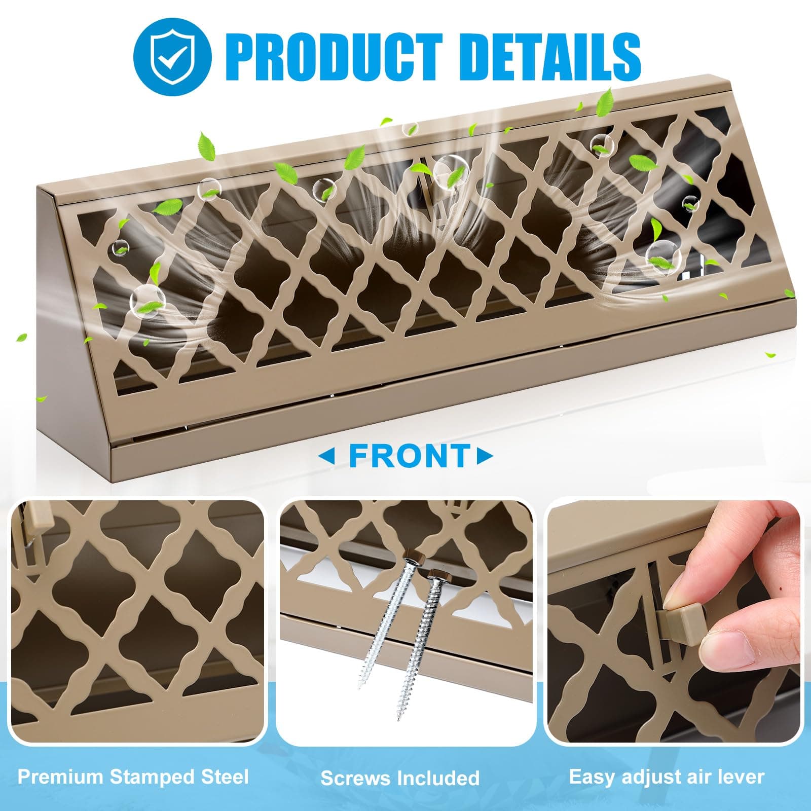 Blulu 2 Pcs Baseboard Register Duct Opening Size Modern Design Vent Covers for H - Thumbnail 3