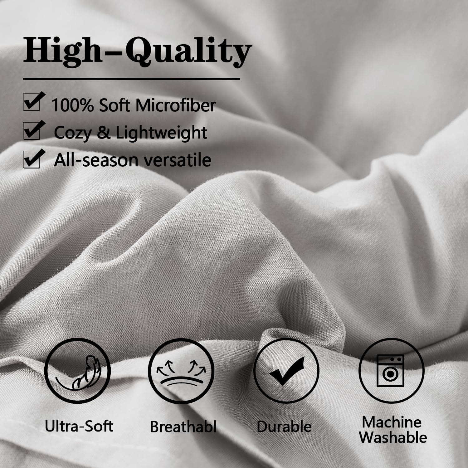 Yogeneg Full Size Comforter Set 7 Piece Bed in a Bag,Grid Pinch Pleat Grey Beddi - Thumbnail 5