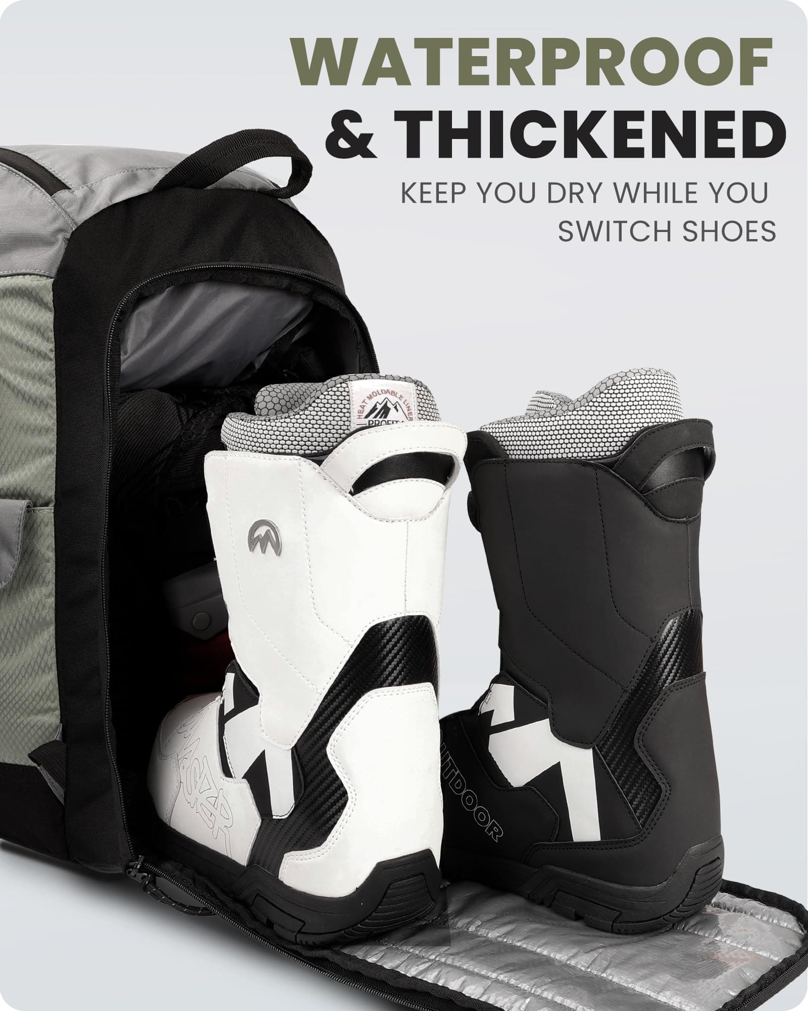 OutdoorMaster 50L Ski Boot Bag, Ski and Snowboard Boots Travel Backpack with sep - Thumbnail 4