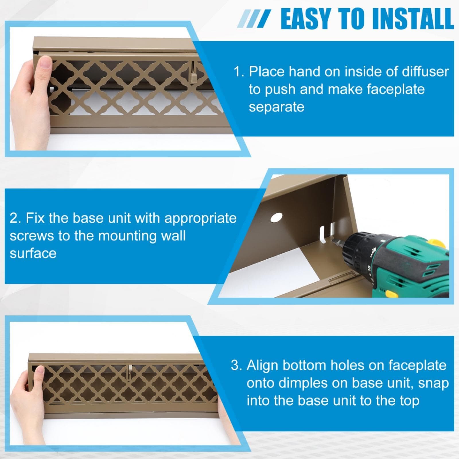 Blulu 2 Pcs Baseboard Register Duct Opening Size Modern Design Vent Covers for H - Thumbnail 4