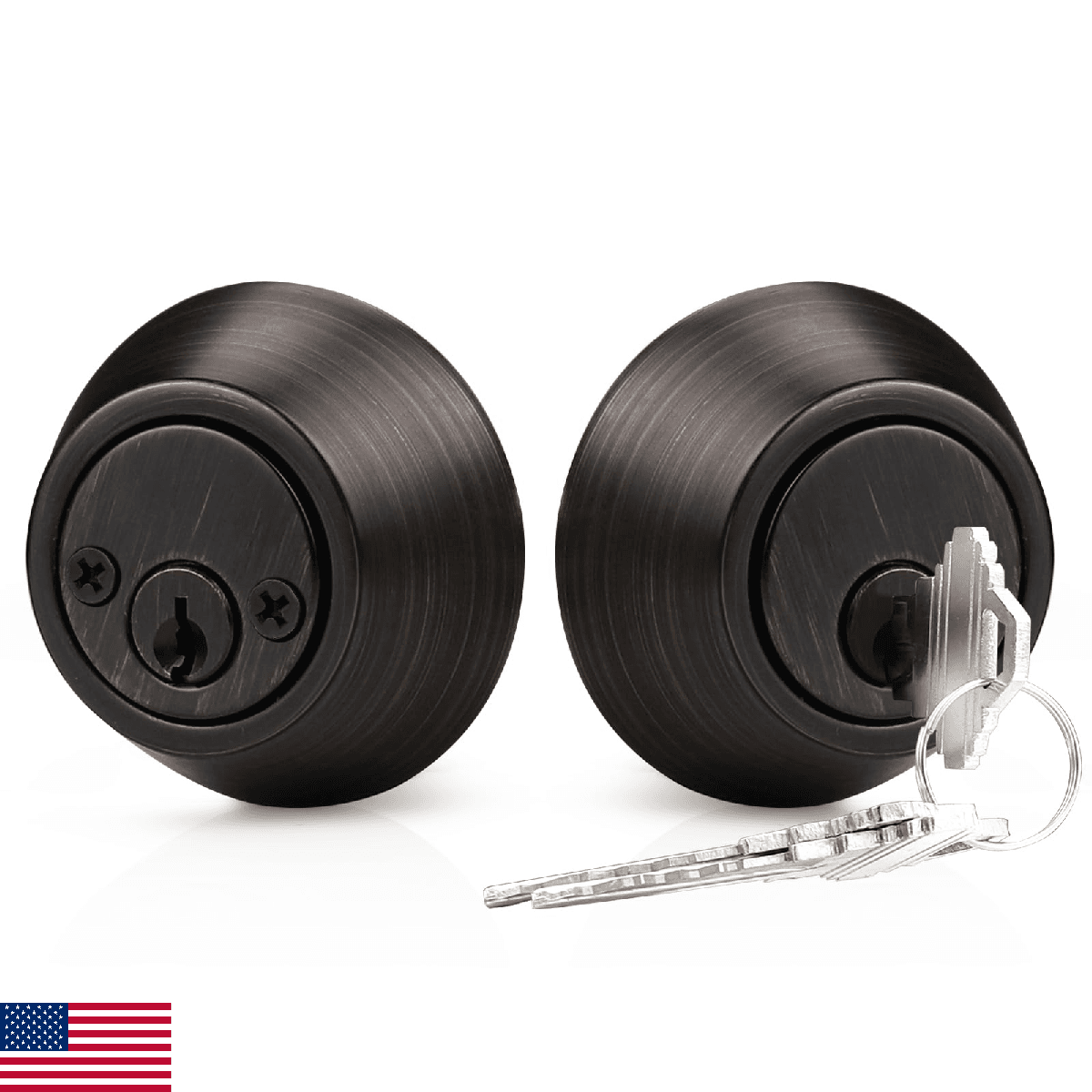 Probrico Oil Rubbed Bronze Double Cylinder Deadbolt Lock Keyed Both Sides - Image 1