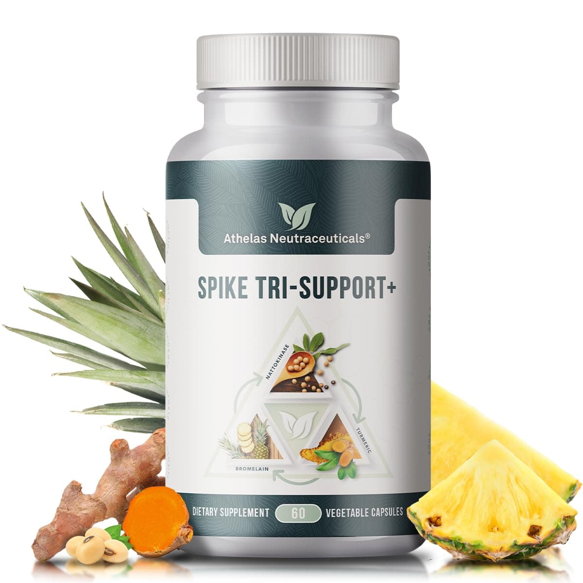 Spike Tri-Support+ Nattokinase, Bromelain, Turmeric & Dandelion Extract - Image 1