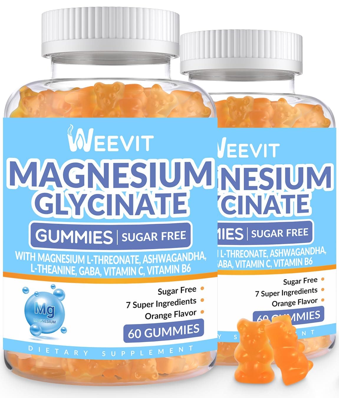 Sugar-Free Magnesium Glycinate Gummies w/ L-Threonate & Ashwagandha, 120 Ct - Image 1
