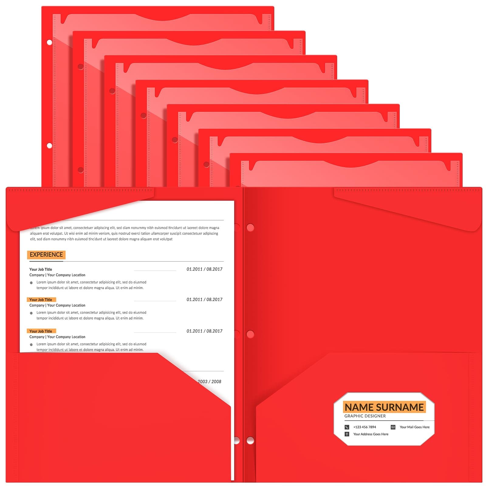 Henoyso 36 Pcs 2 Pocket Plastic Folders w/ Clear Front, 3-Hole for Binders - Image 1