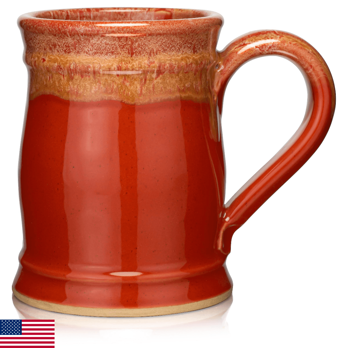 Uncommon Clay 20oz Barrel Coffee Mug - Handmade in USA, Cayenne Rust - Image 1