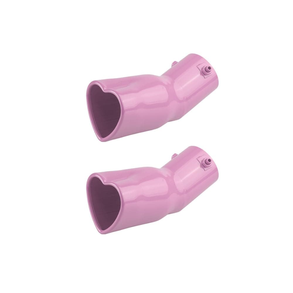 IDAIN 2PCS Heart Exhaust Tip 63mm Stainless Steel Bolt-On Muffler Pink - Image 1