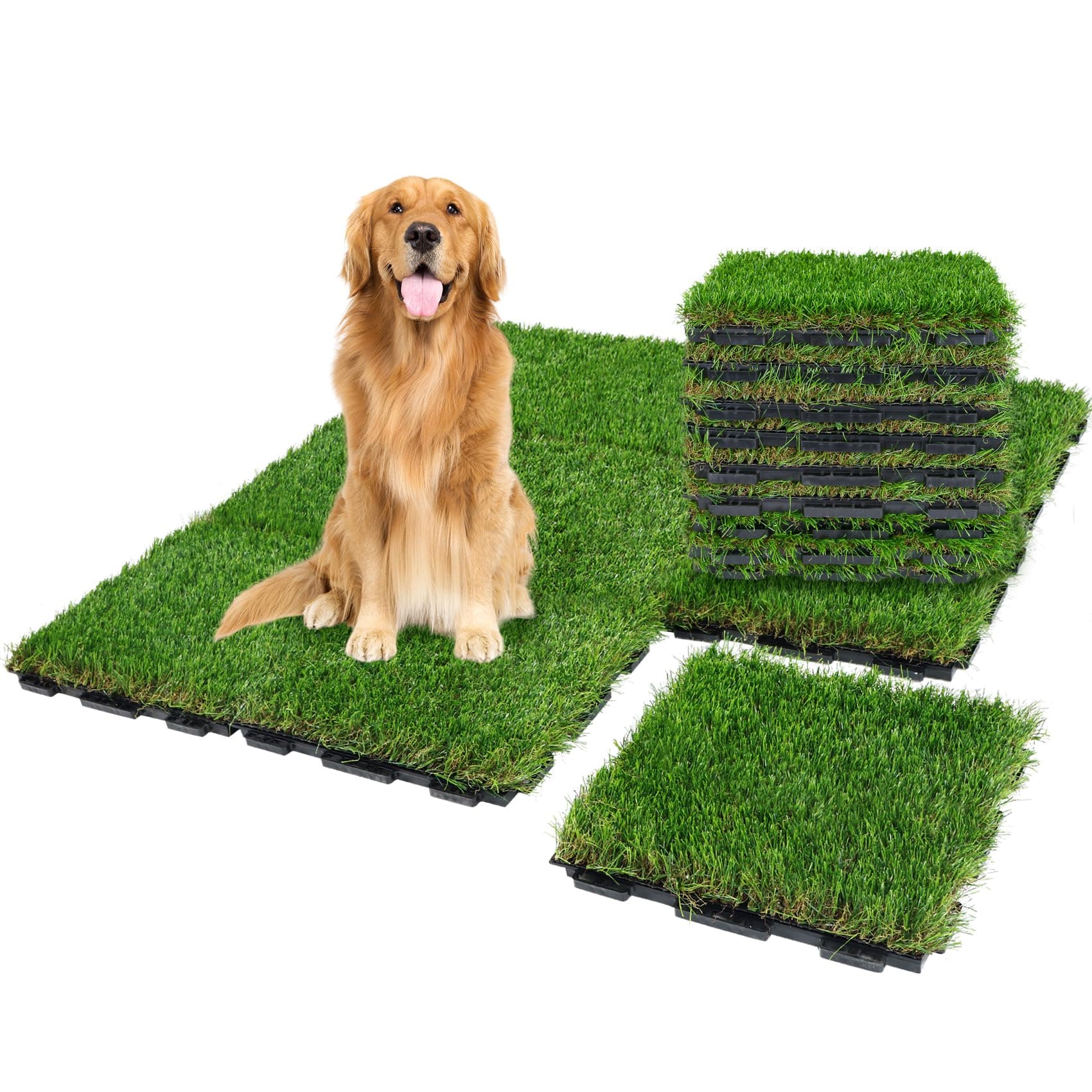 XLX TURF Interlocking Fake Grass Tiles for Dogs Potty - Pet-Friendly Artificial - Image 1