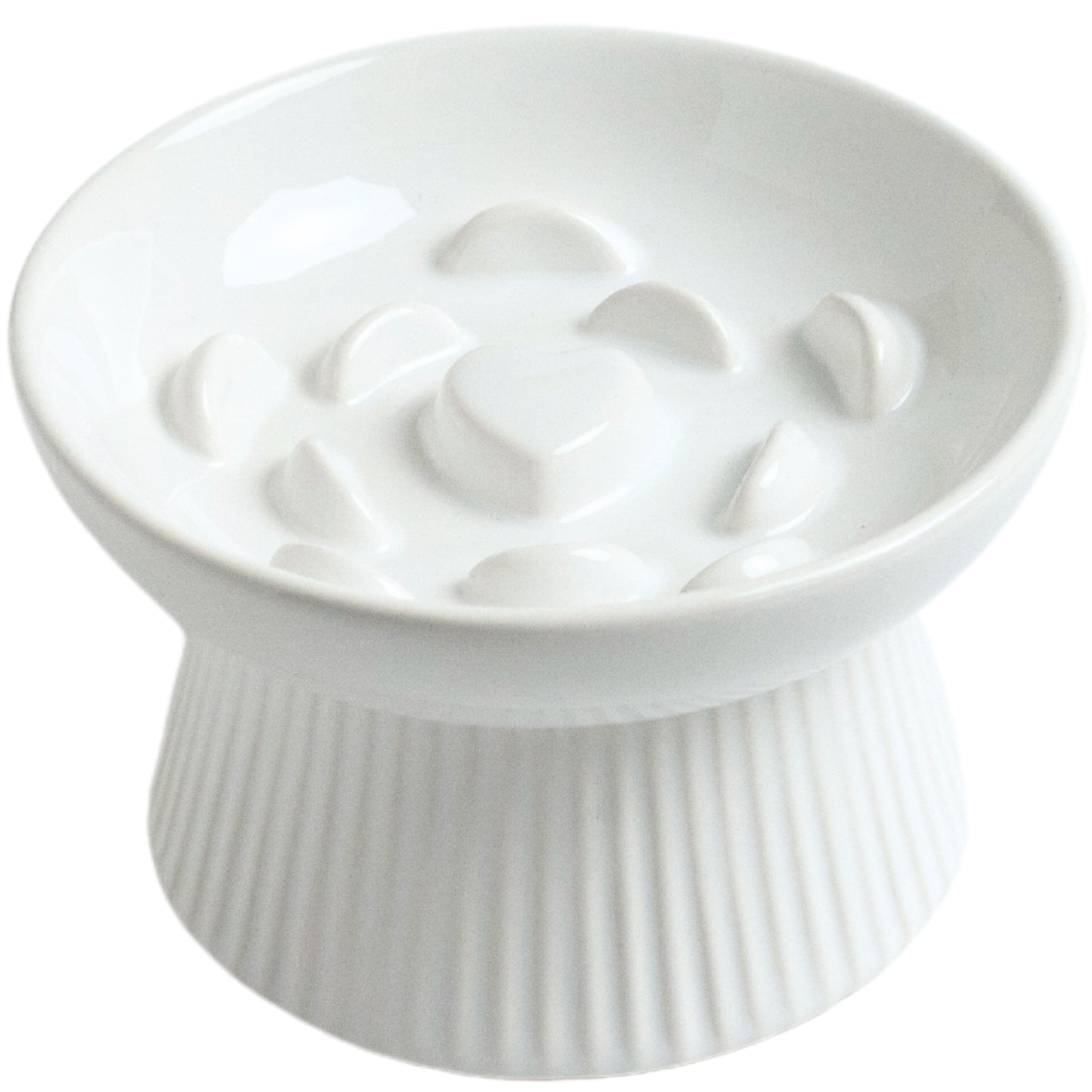 LE SERVETA Ceramic Slow Feeder Cat Bowl - Raised Puzzle, Anti-Vomiting, Whisker - Image 1