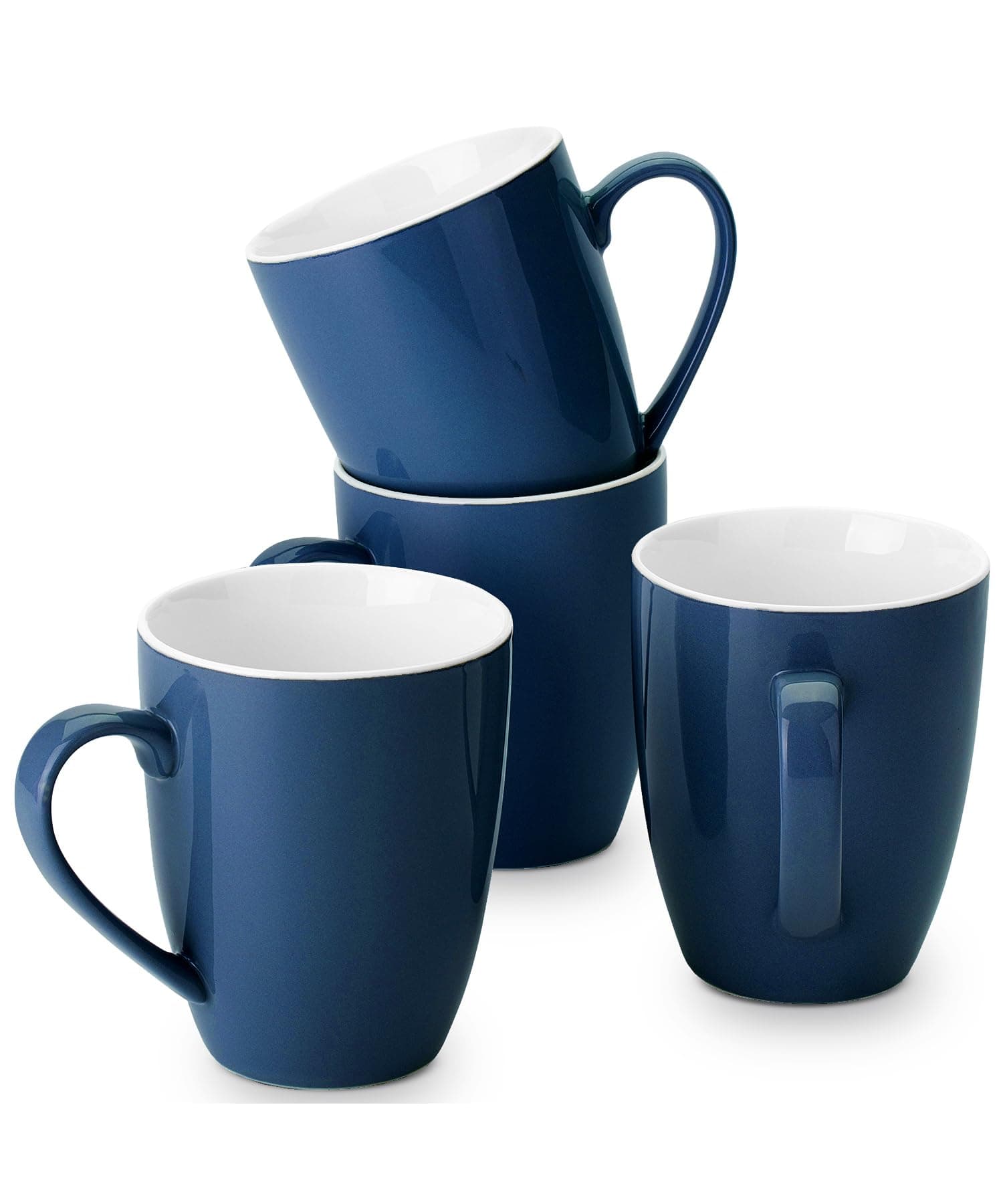 BTaT 16oz Fine Bone China Navy Blue Coffee Mug Set of 4 Porcelain Mugs - Image 1
