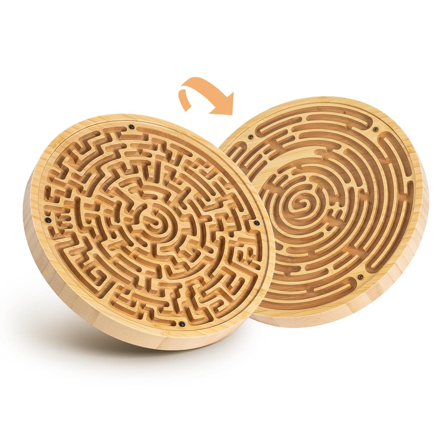 Wooden Labyrinth Board Game with Two Versions of Upgraded Circular Marble Maze w - Image 1